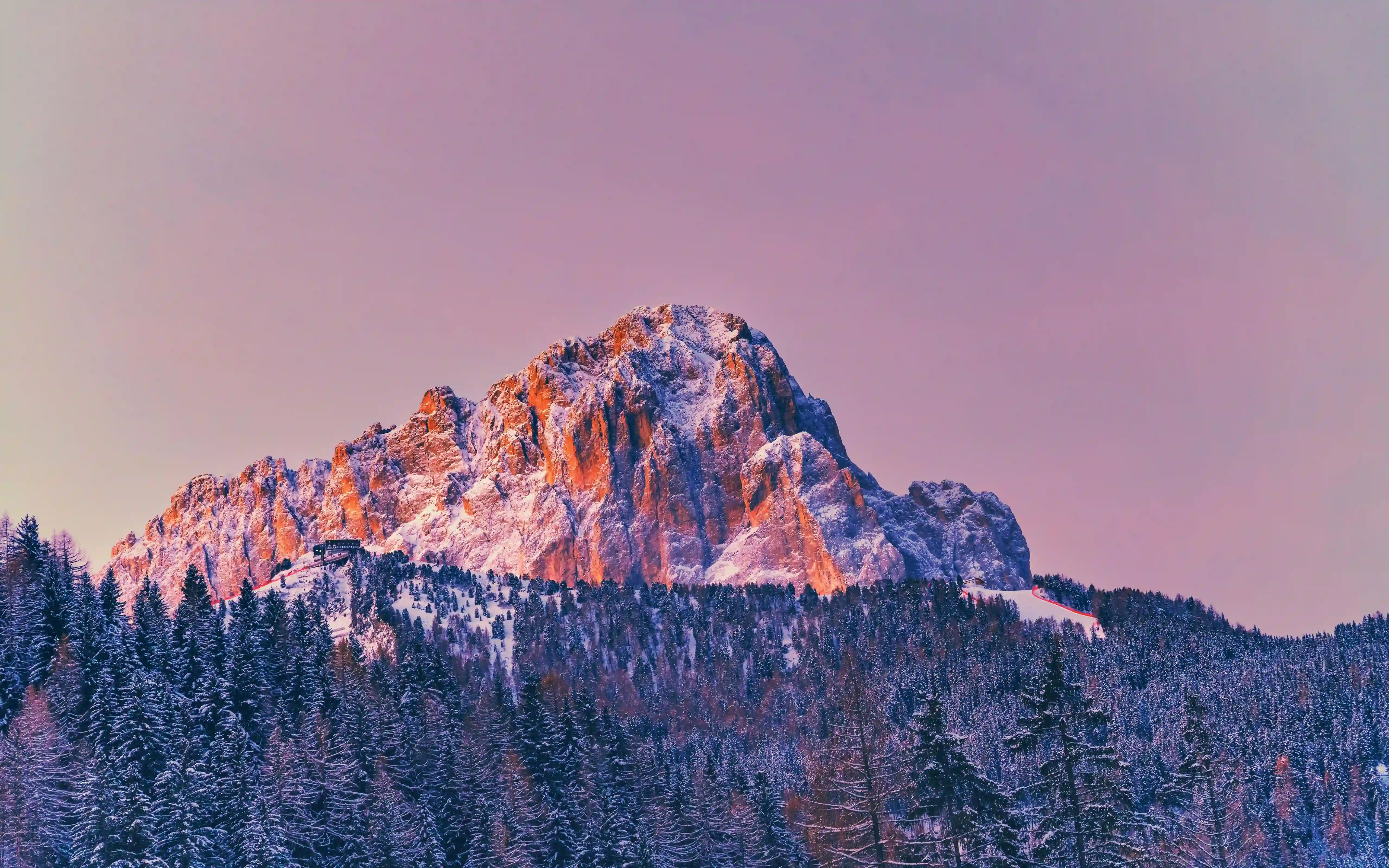 森林公园 雪山 山峰 日落 