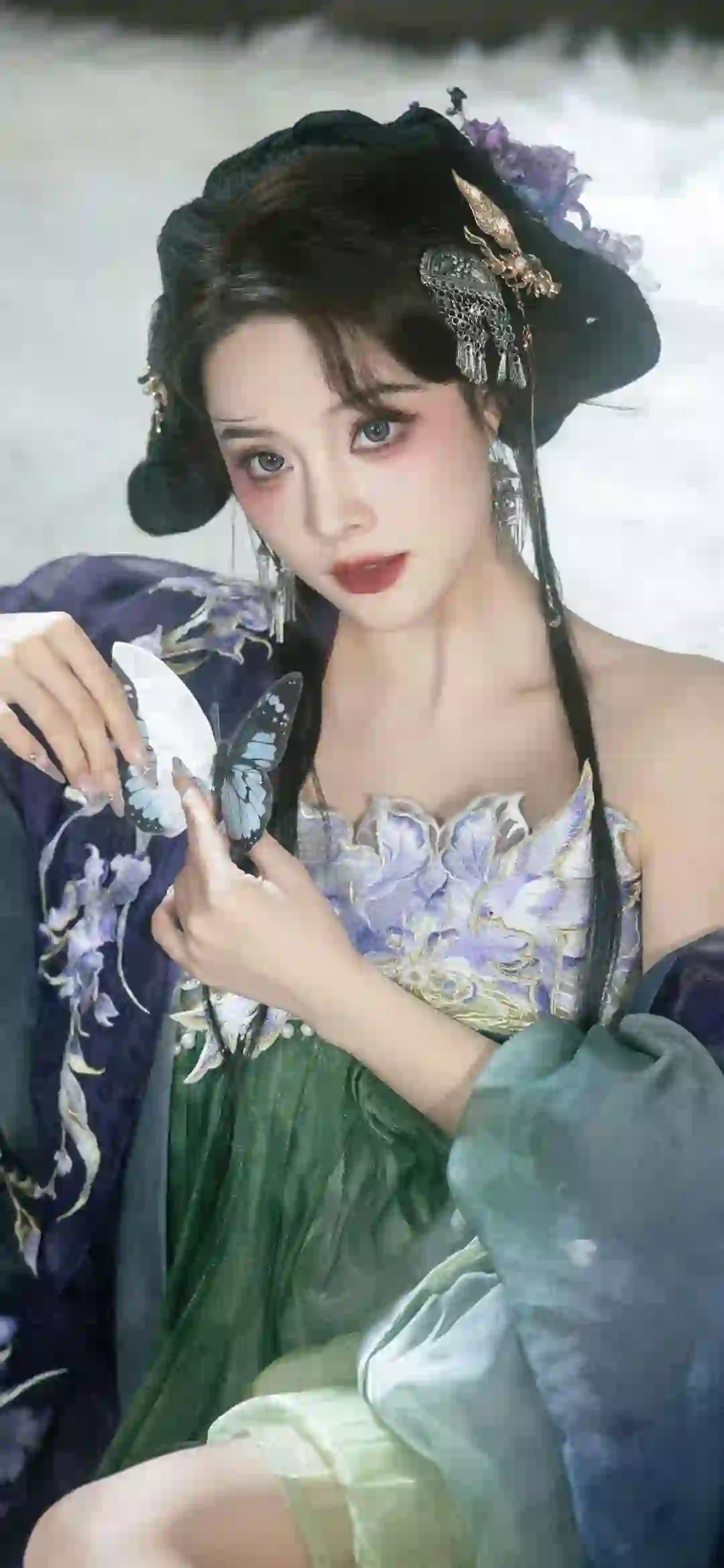 长发美女 漏肩美女 性感美女 古风 汉服 