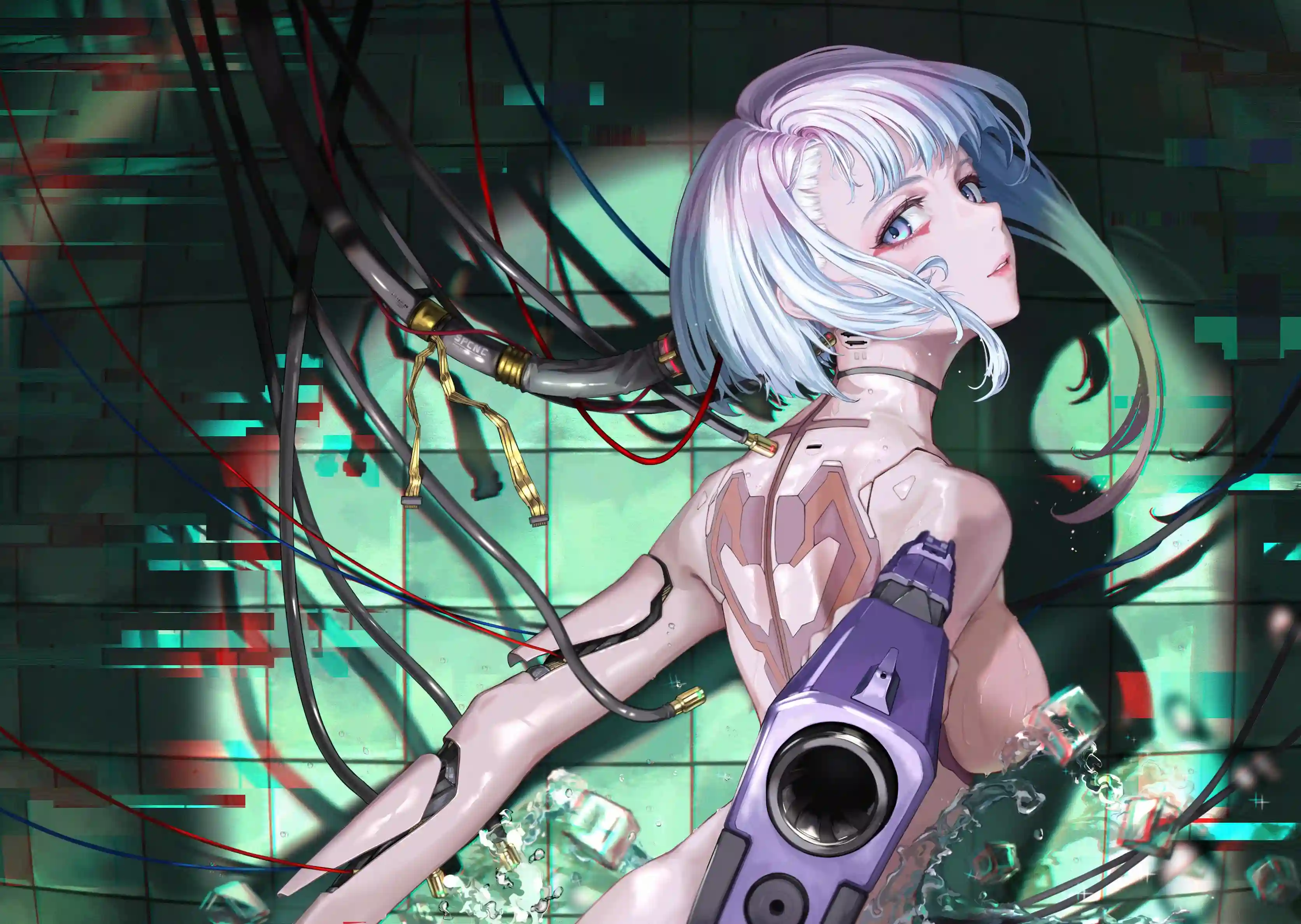 科技少女 动漫女孩 二次元 白发女孩 赛博朋克