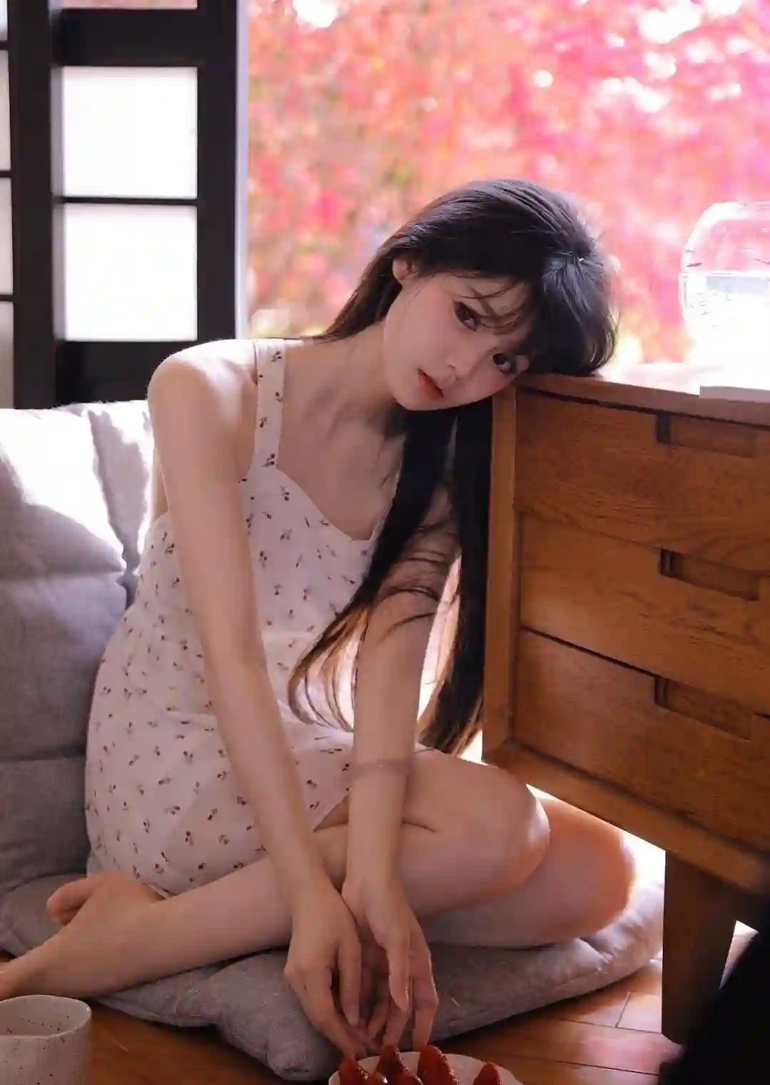 碎花裙女孩 可爱女孩 白色裙子 长发可爱美女 写真