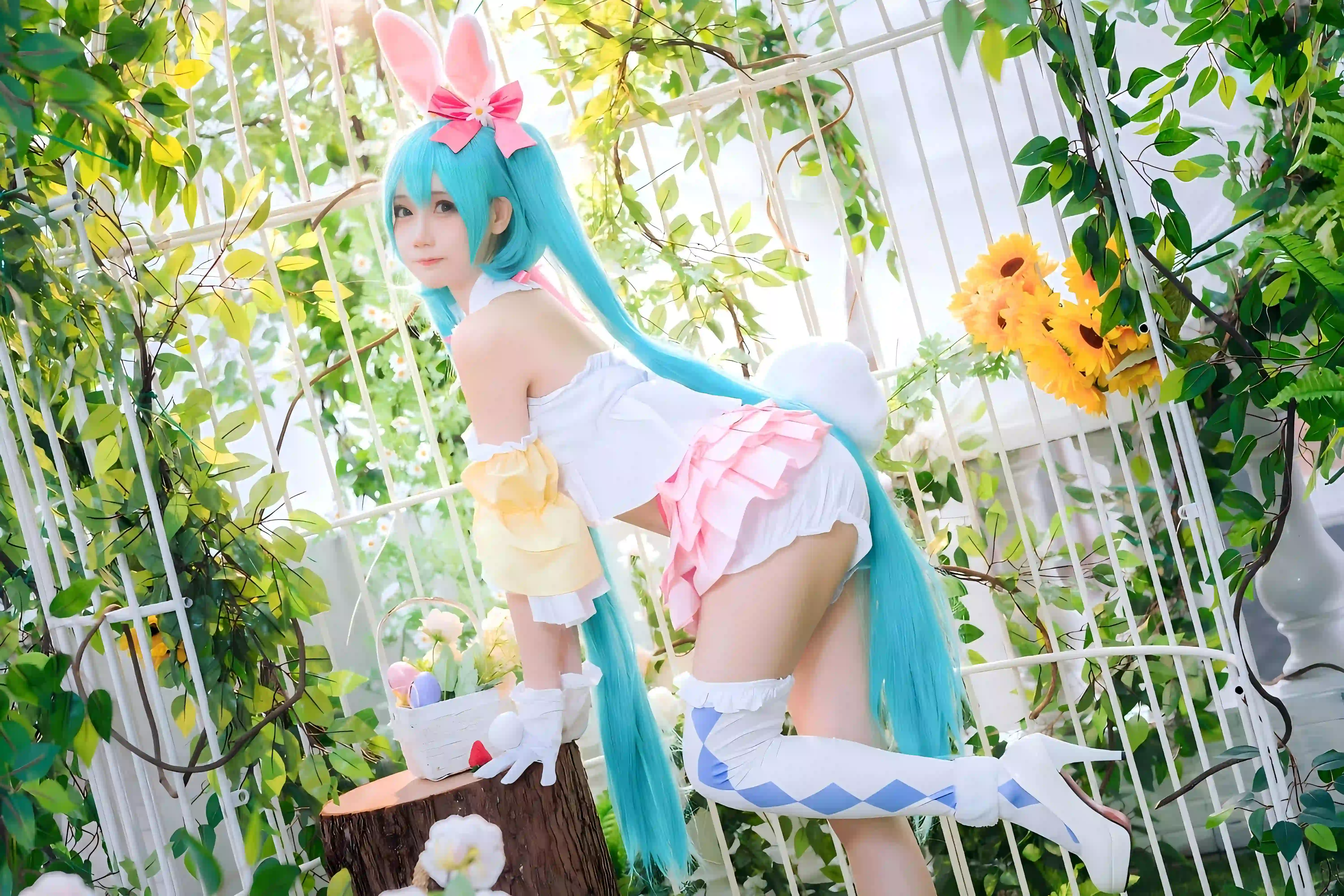 coser cosplay 性感 初音未来 蓝色长发 长腿美女 写真
