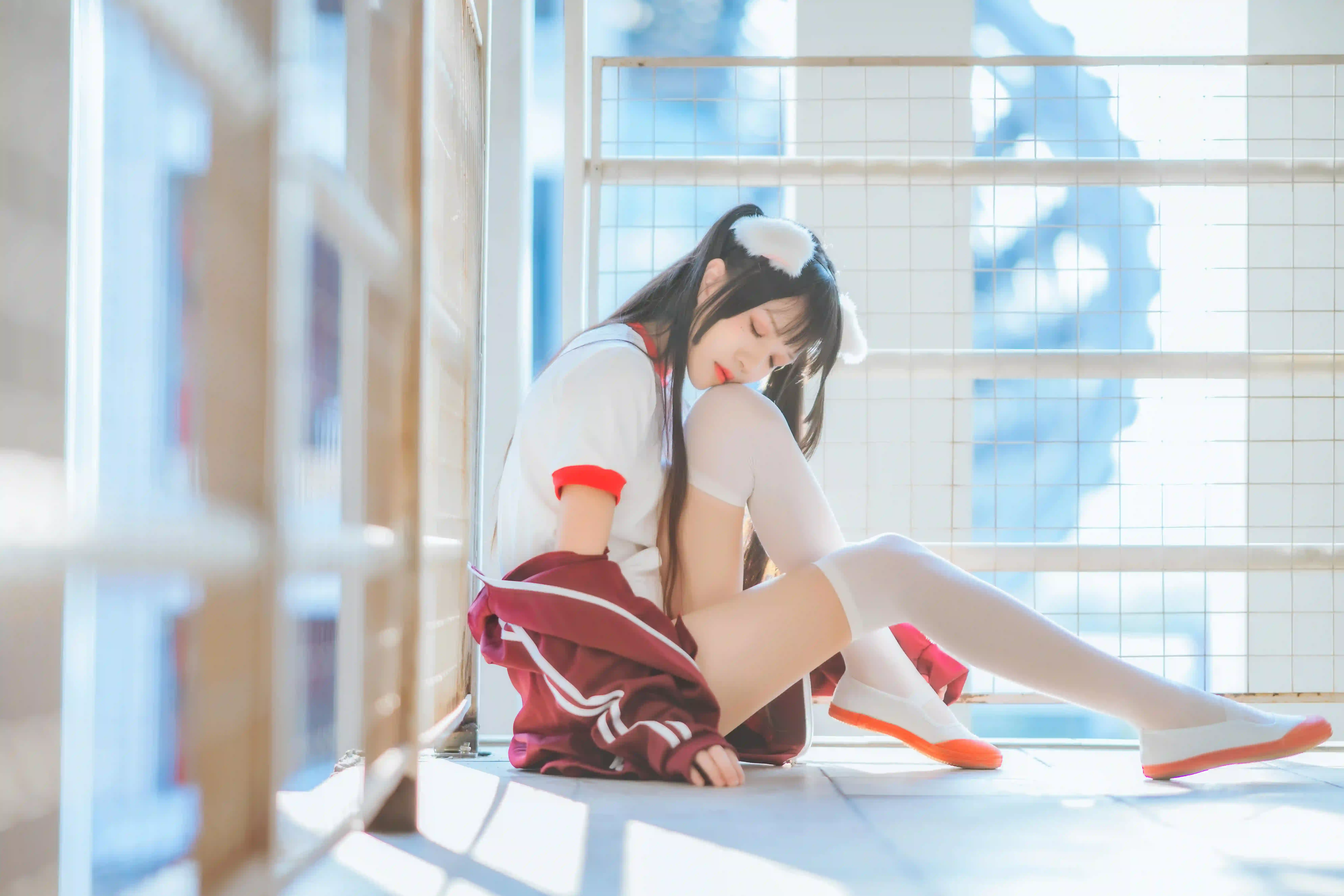 长腿丝袜美女 可爱兔耳朵 学院风 丝袜 可爱 清纯