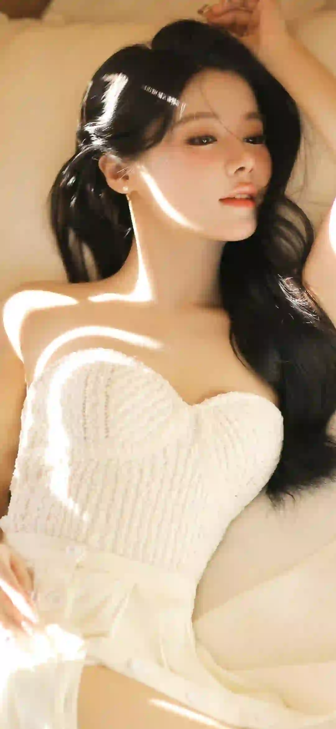 性感美女 毛线抹胸短裙 居家