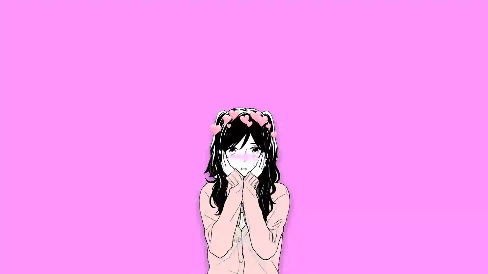 创意壁纸 二次元 动漫壁纸 粉红色背景