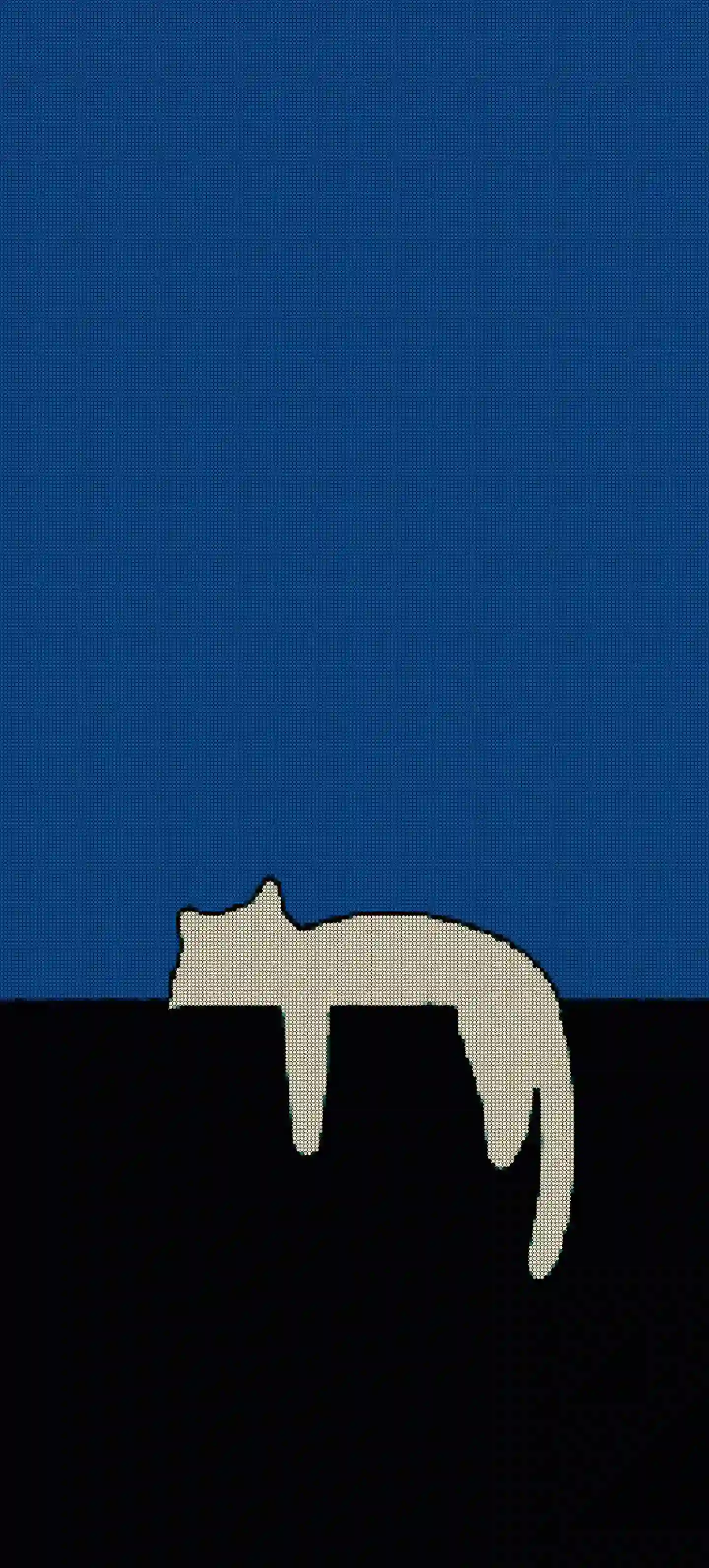 像素风 猫咪 剪影 蓝色天空 极简 治愈 壁纸