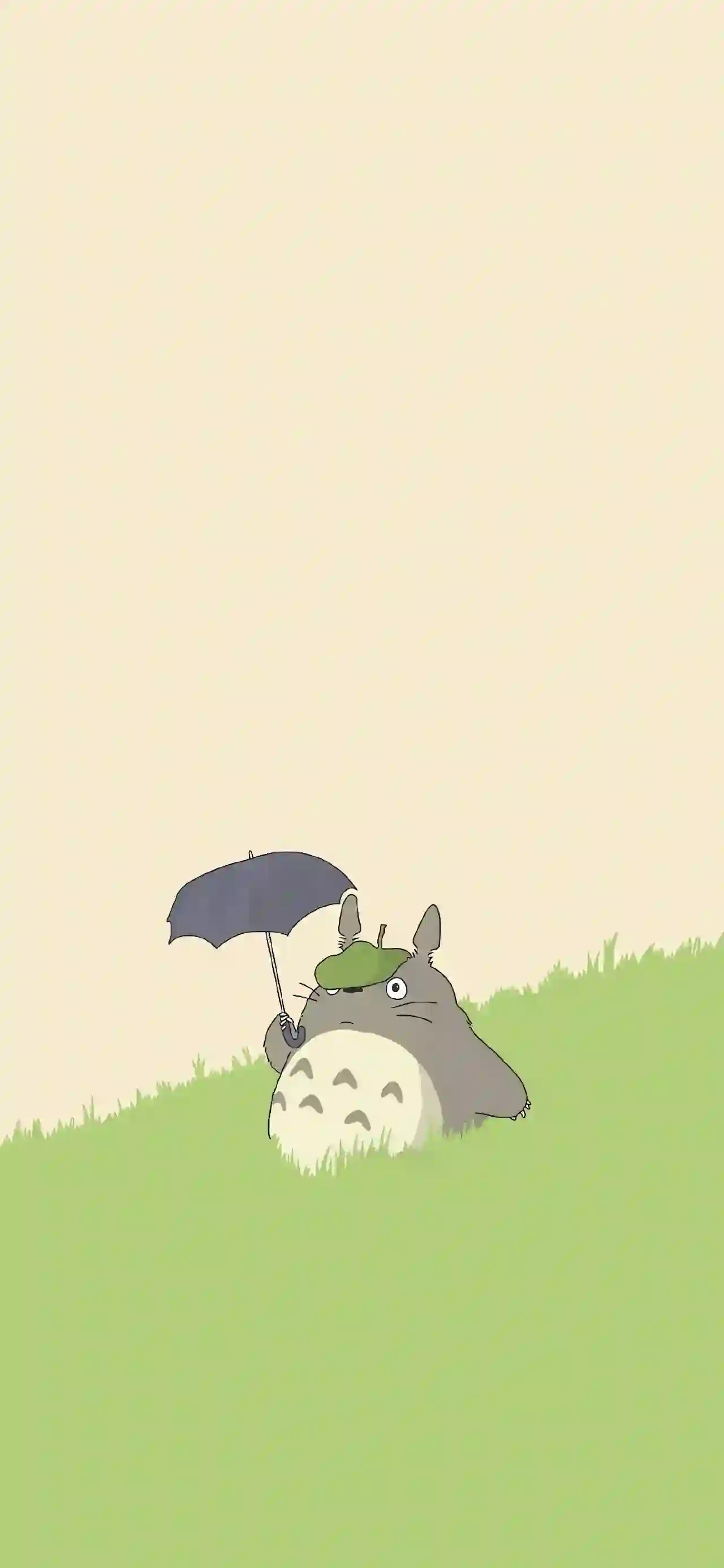 动漫角色 龙猫 可爱 荷叶 雨伞 草地