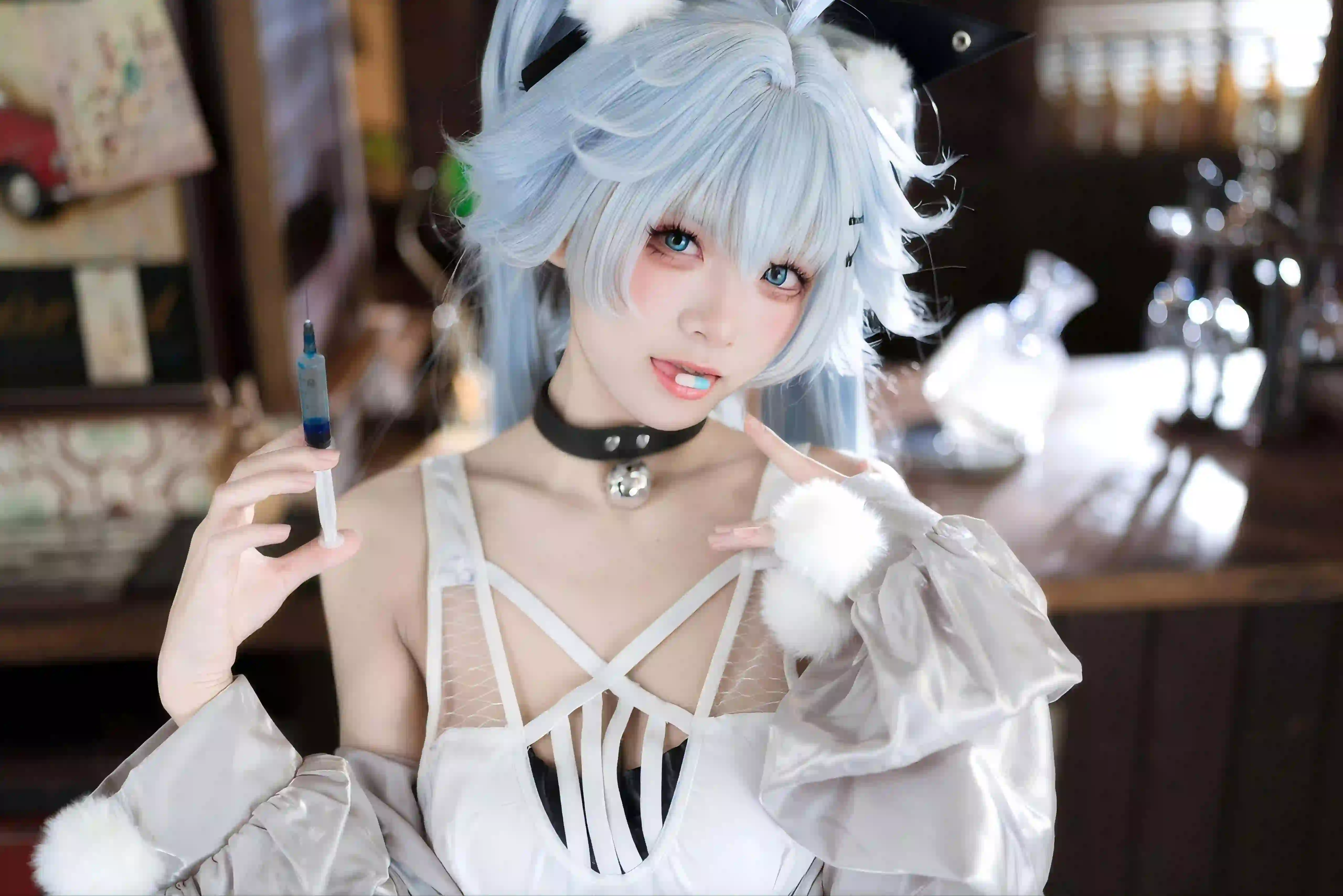 可爱女孩 双马尾 丝袜 黑丝 黑色丝袜  可爱 白色衣服