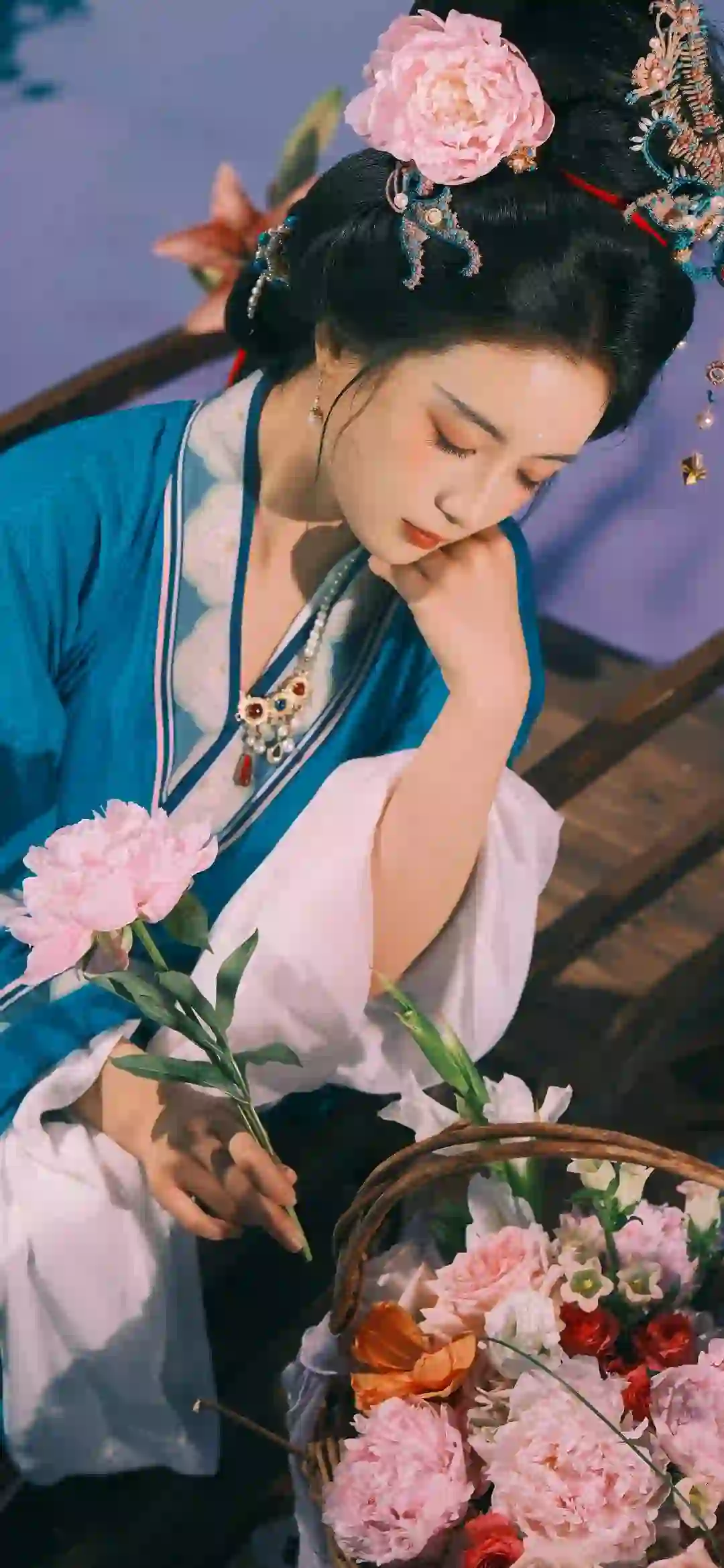 汉服美女 古风美女 花 