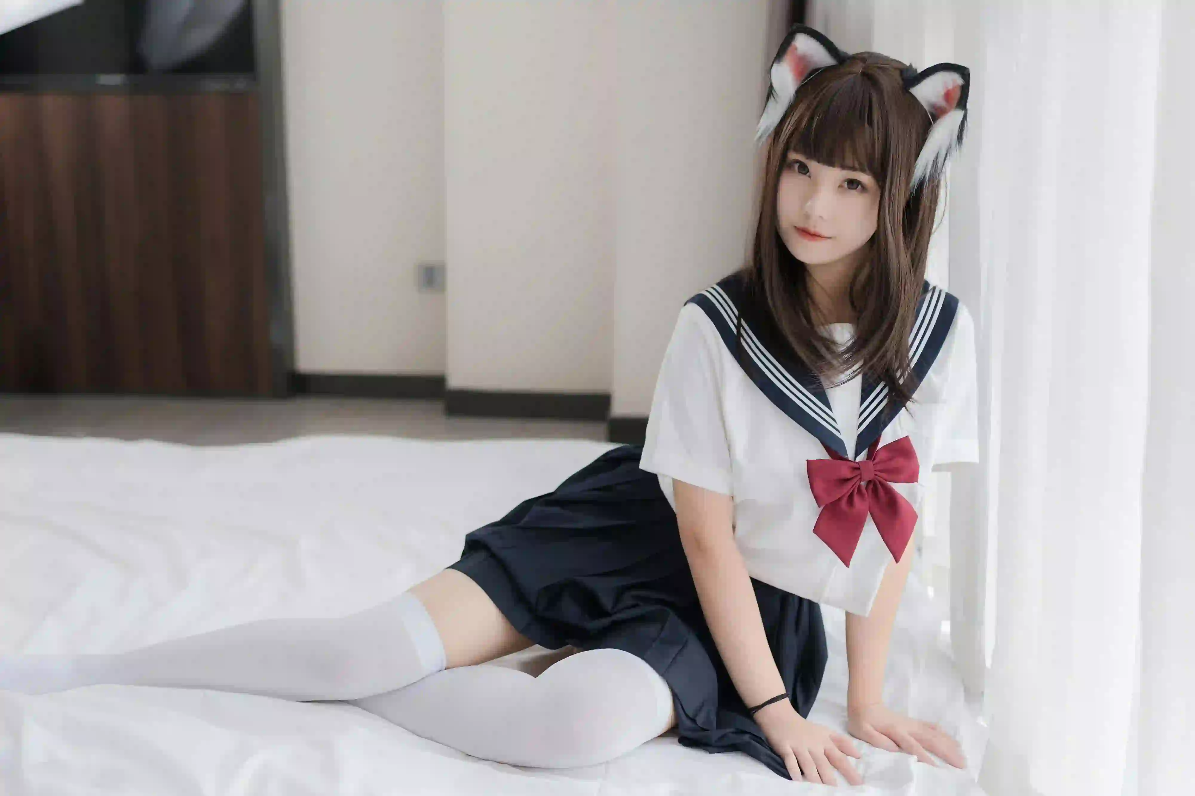 jk少女 居家写真 白色丝袜 可爱 长腿美女