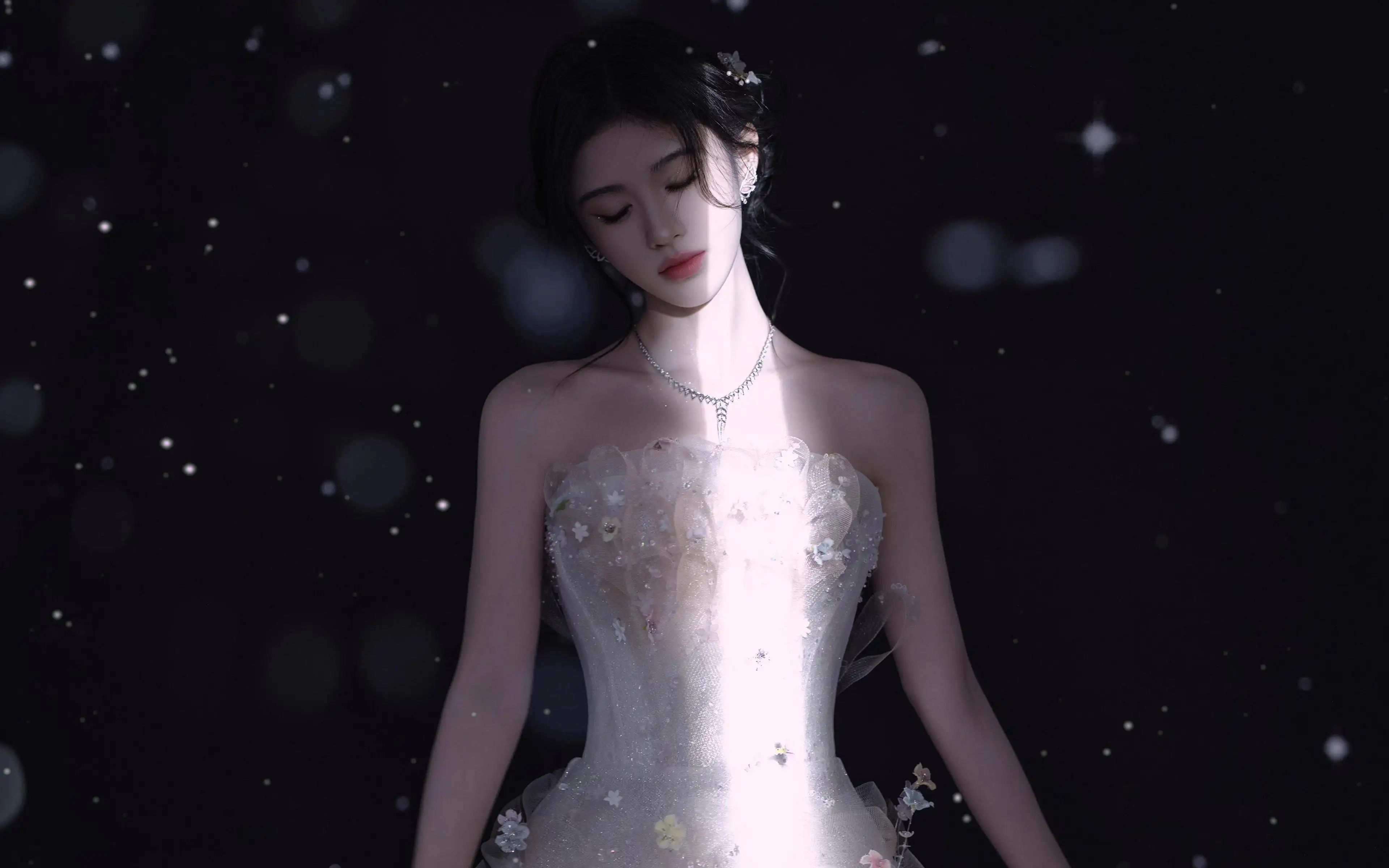 鞠婧祎闭眼唯美4k美女壁纸