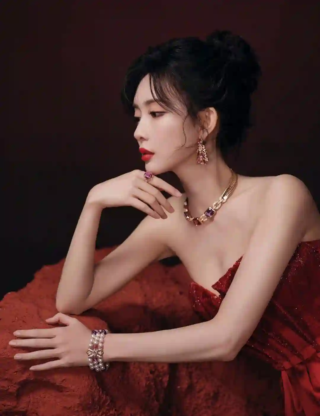 孟子义 长发美女 写真 红裙