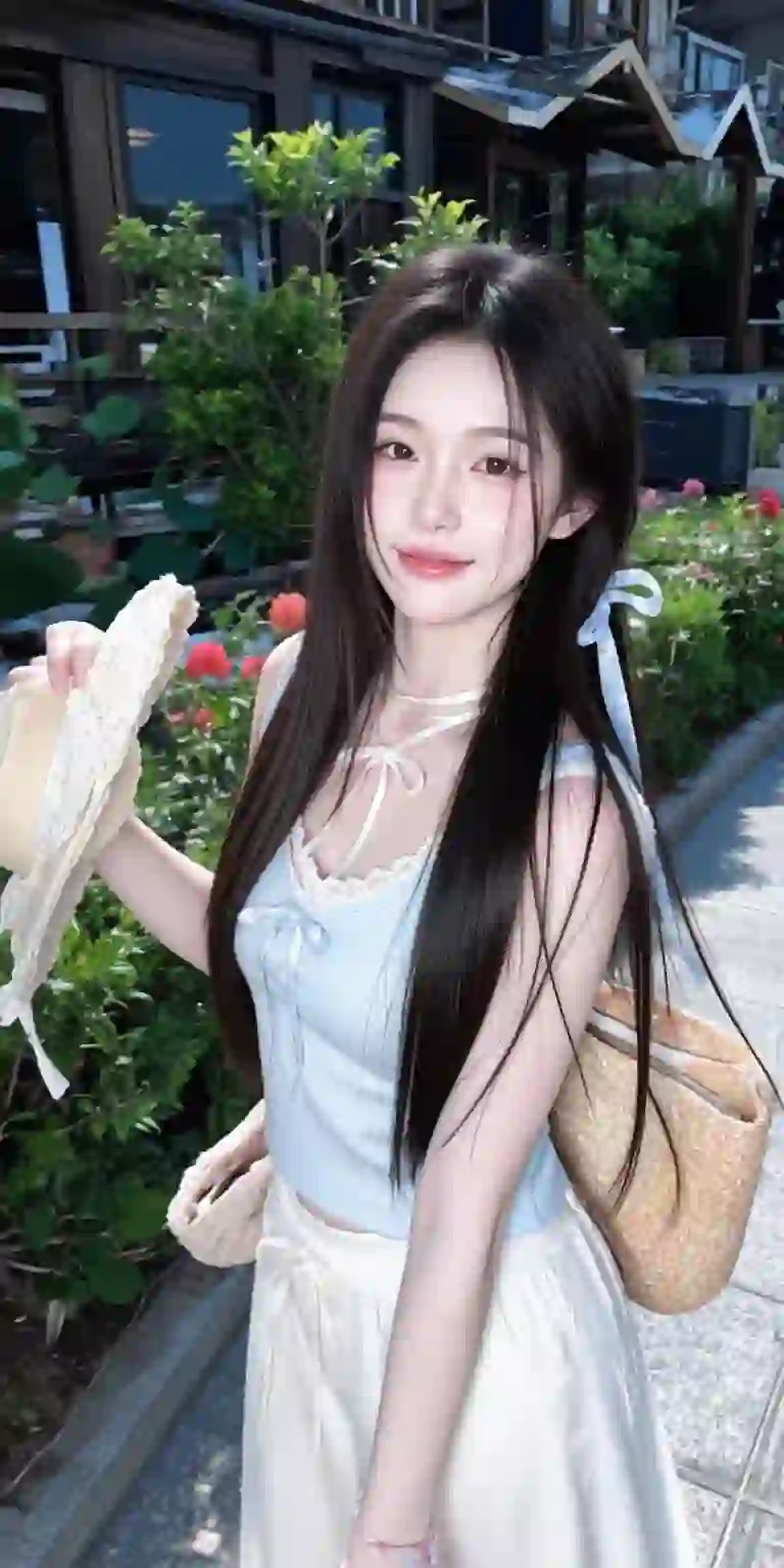 美女 长发美女 清纯 户外 甜美 微笑 街拍