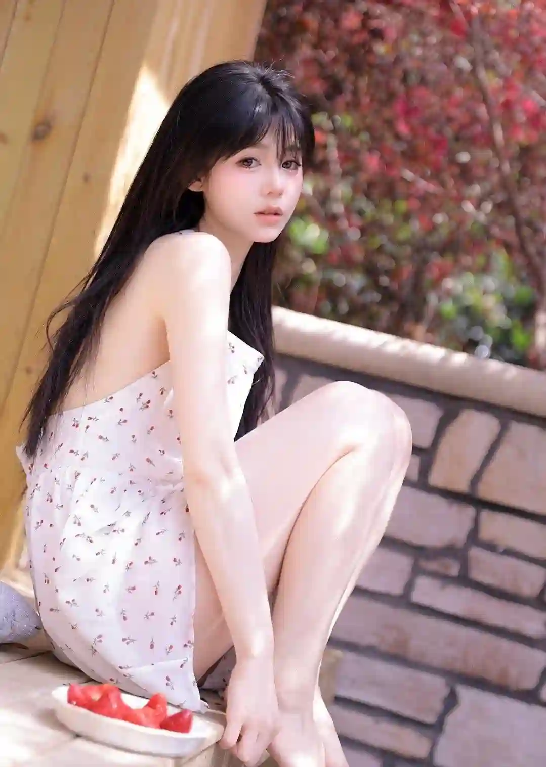 碎花裙女孩 可爱女孩 白色裙子 长发可爱美女 写真