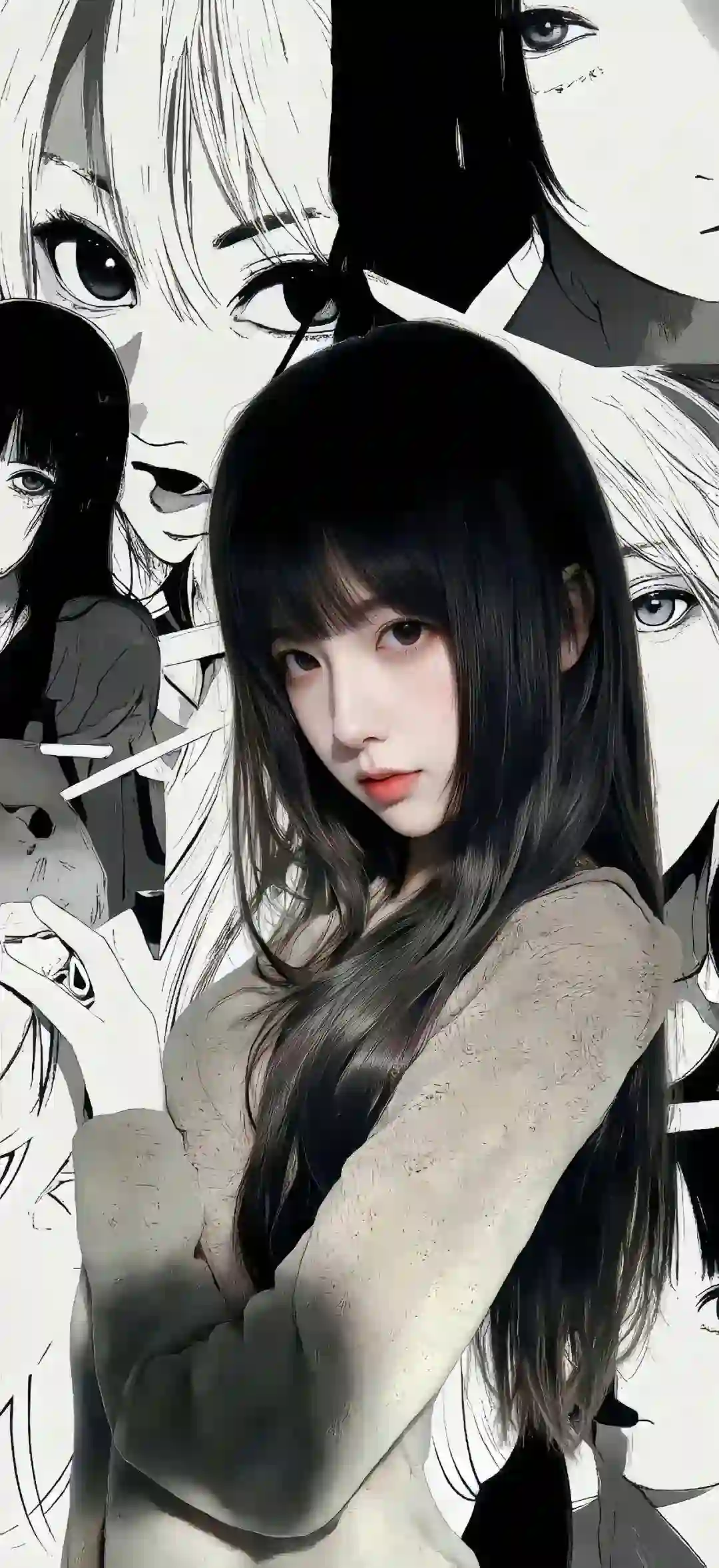 二次元女孩 漫画背景 长发美女 