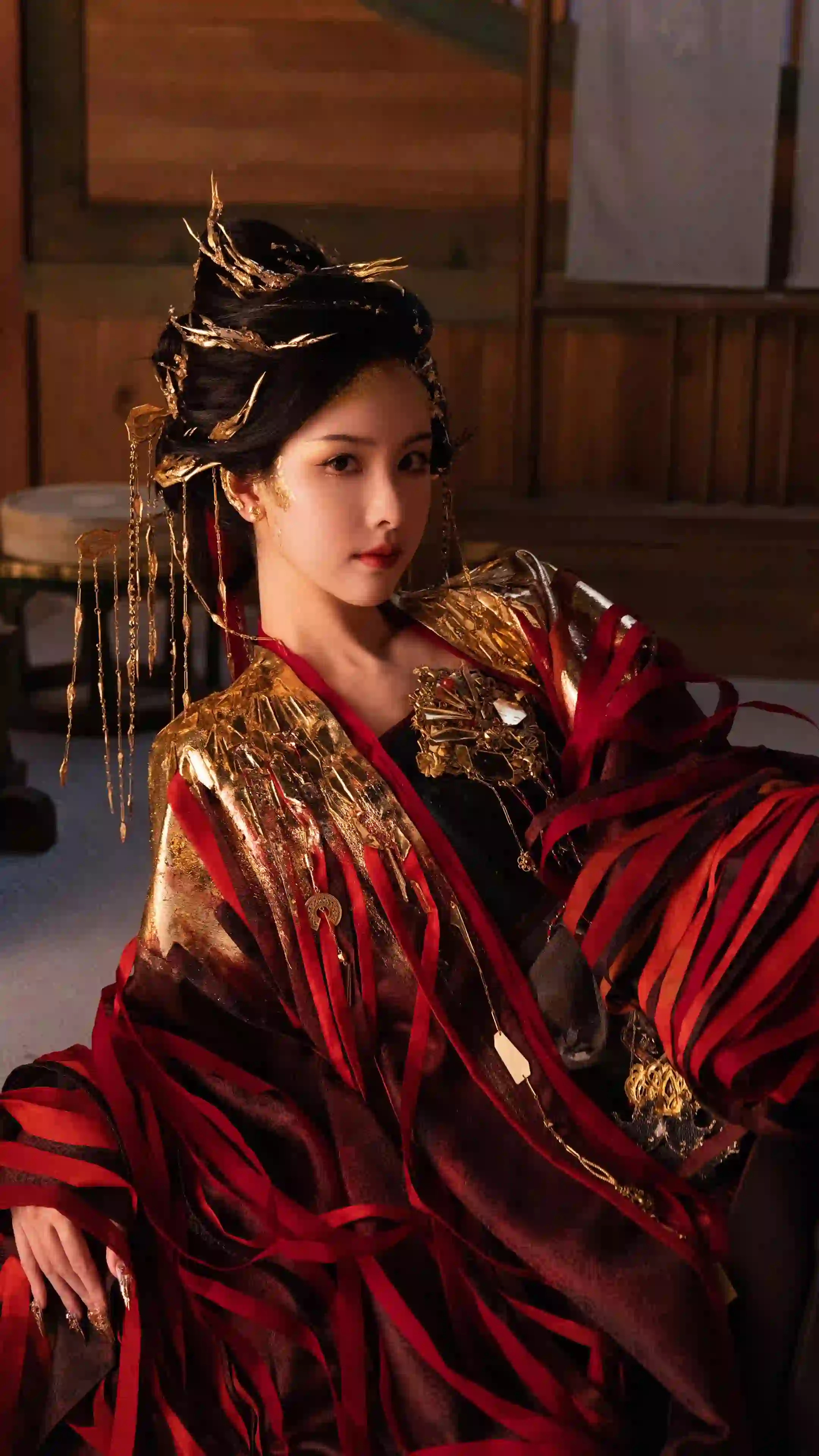 永夜星河陈都灵剧照4K高清手机壁纸 古装 汉服 红色衣服