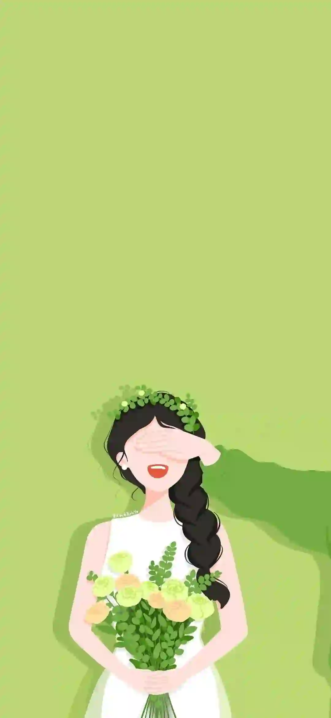 绿色 鲜花 情侣壁纸 情侣 女