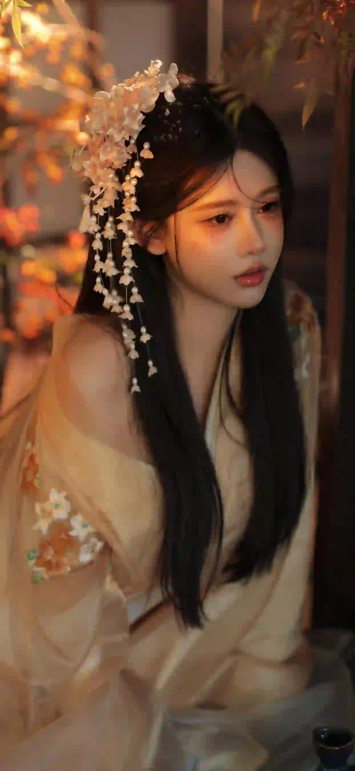 长发古风美女 漏肩穿搭 汉服美女 古风美女