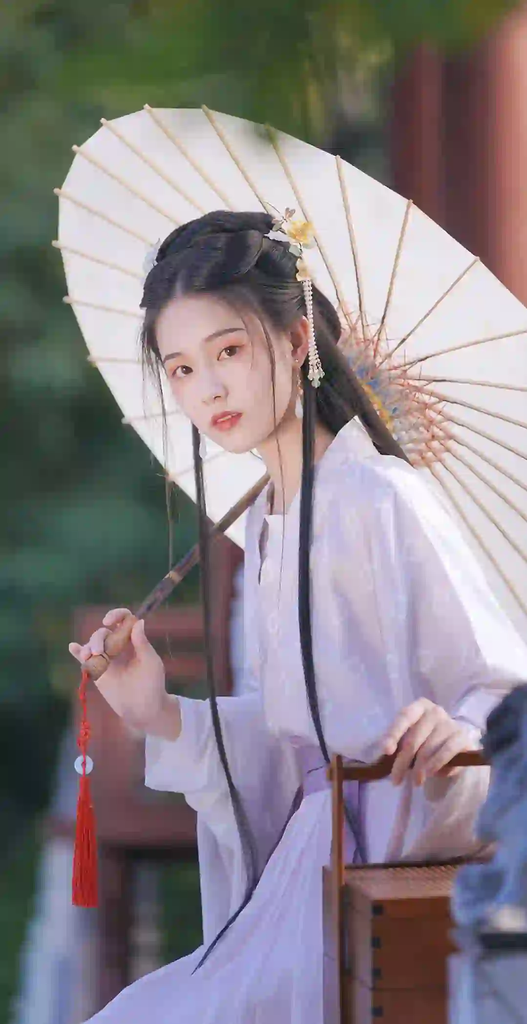 油纸伞 长发古风美女 长发美女 清纯