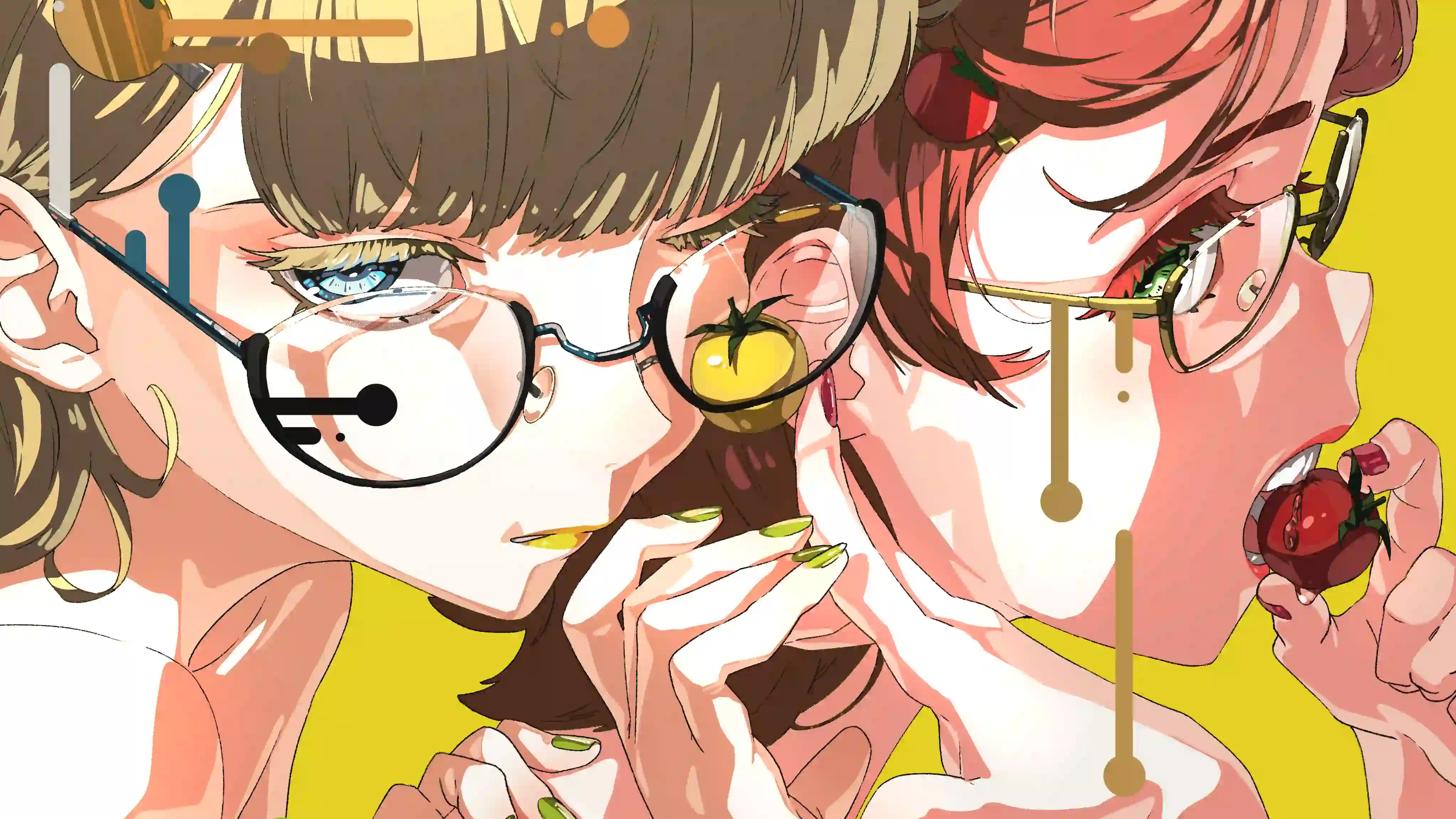 戴着眼镜的动漫女孩 色彩