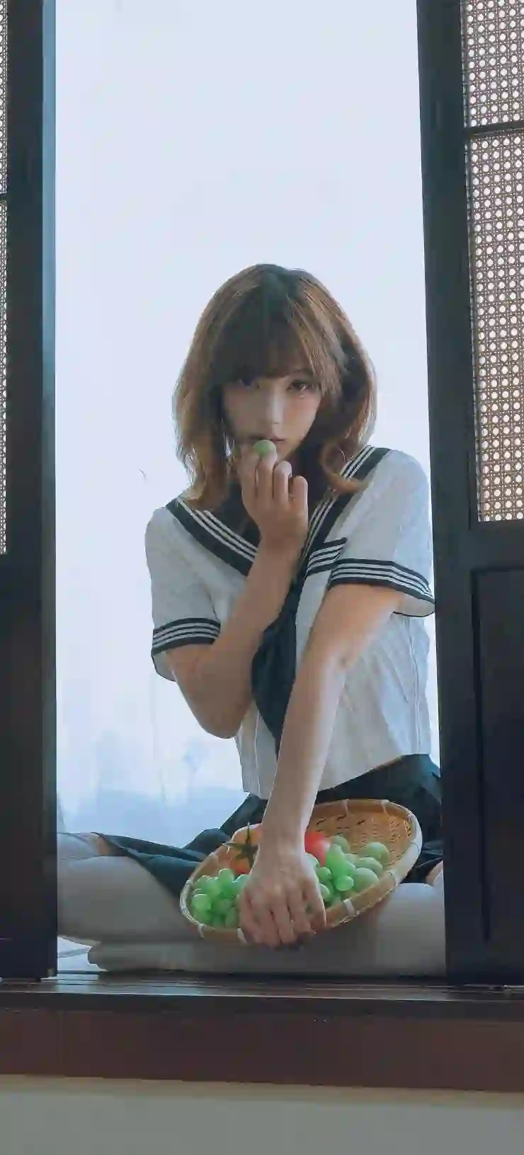 JK制服 窗边少女 青提 水手服 日系清新 写真