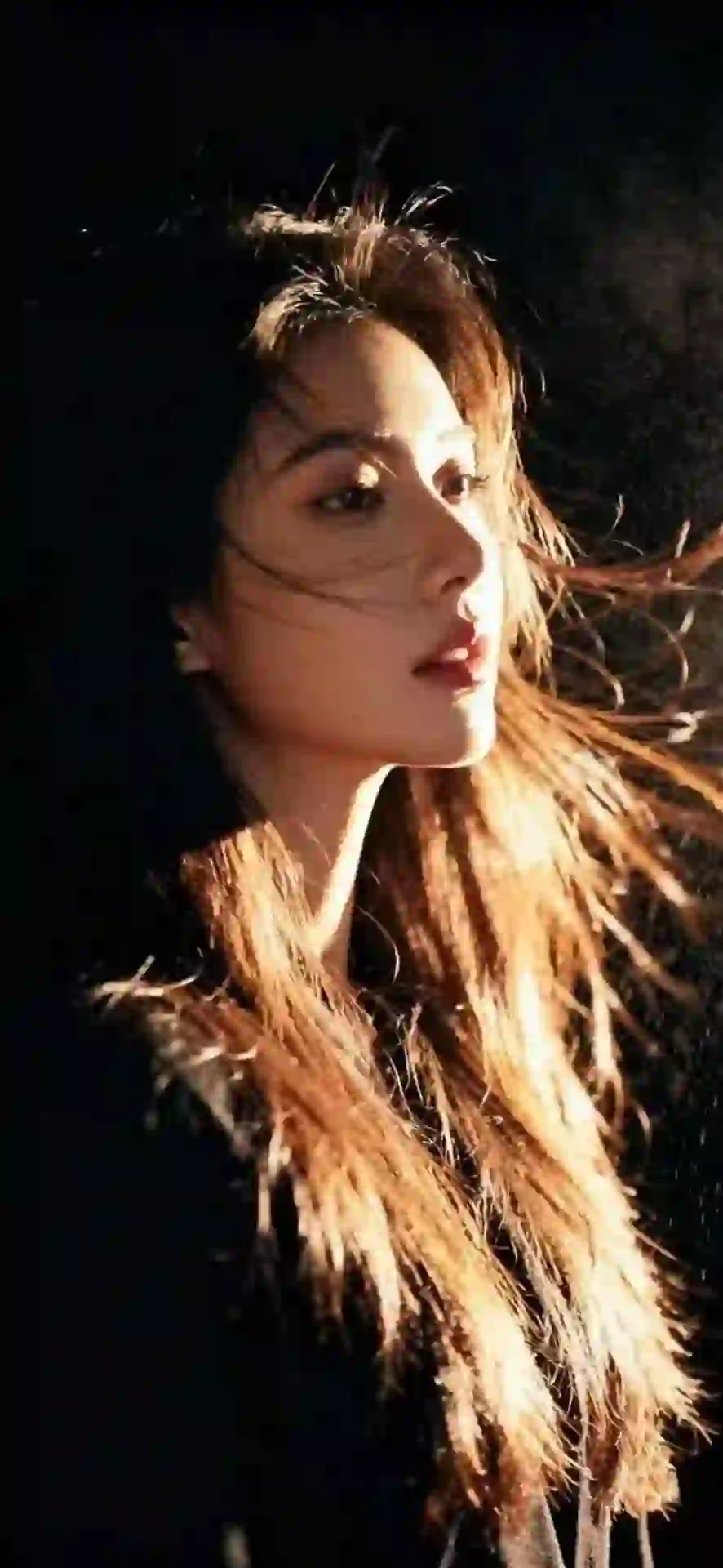 美女 光影 长发美女 暖色调 