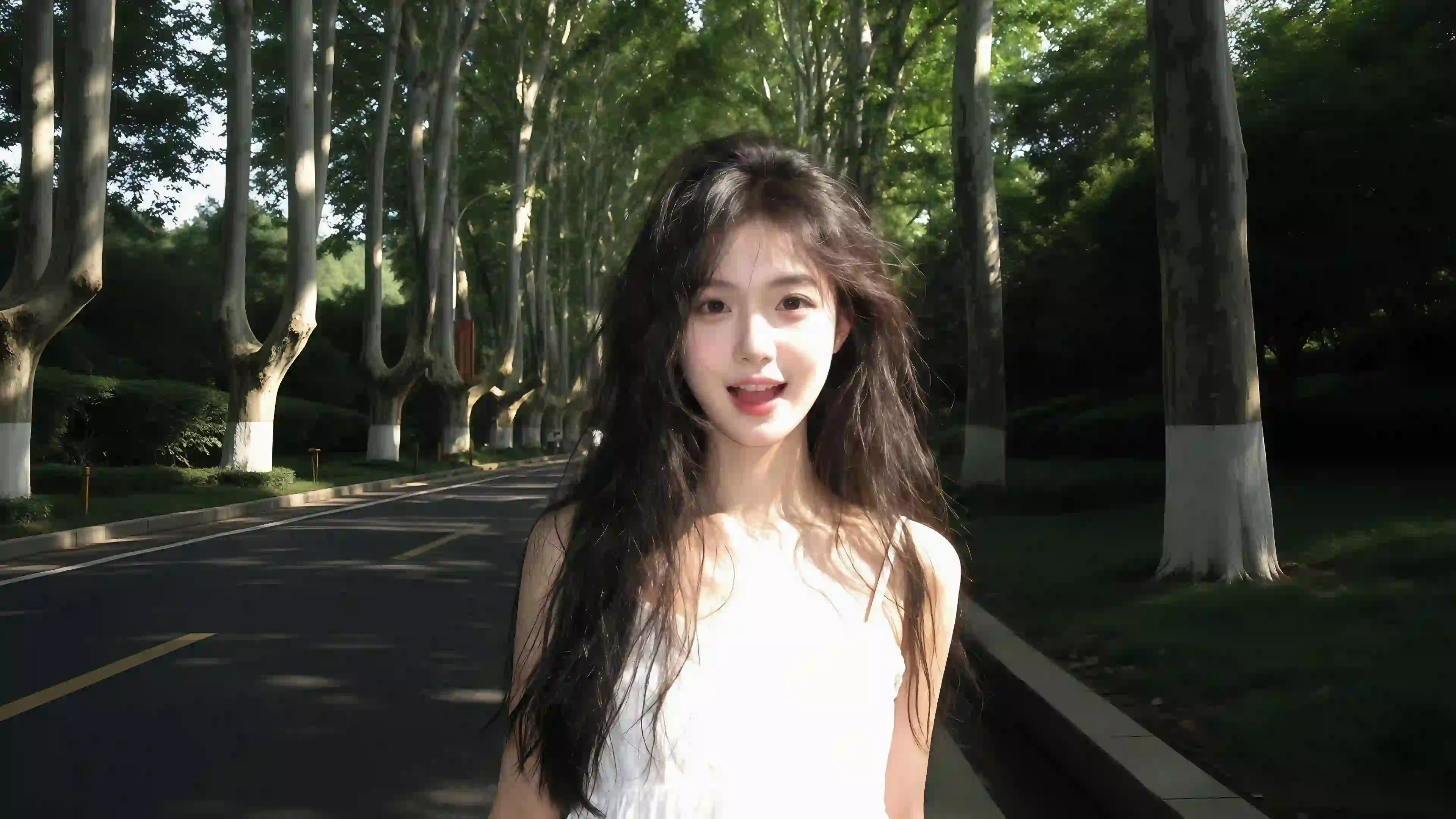 校园长发可爱美女