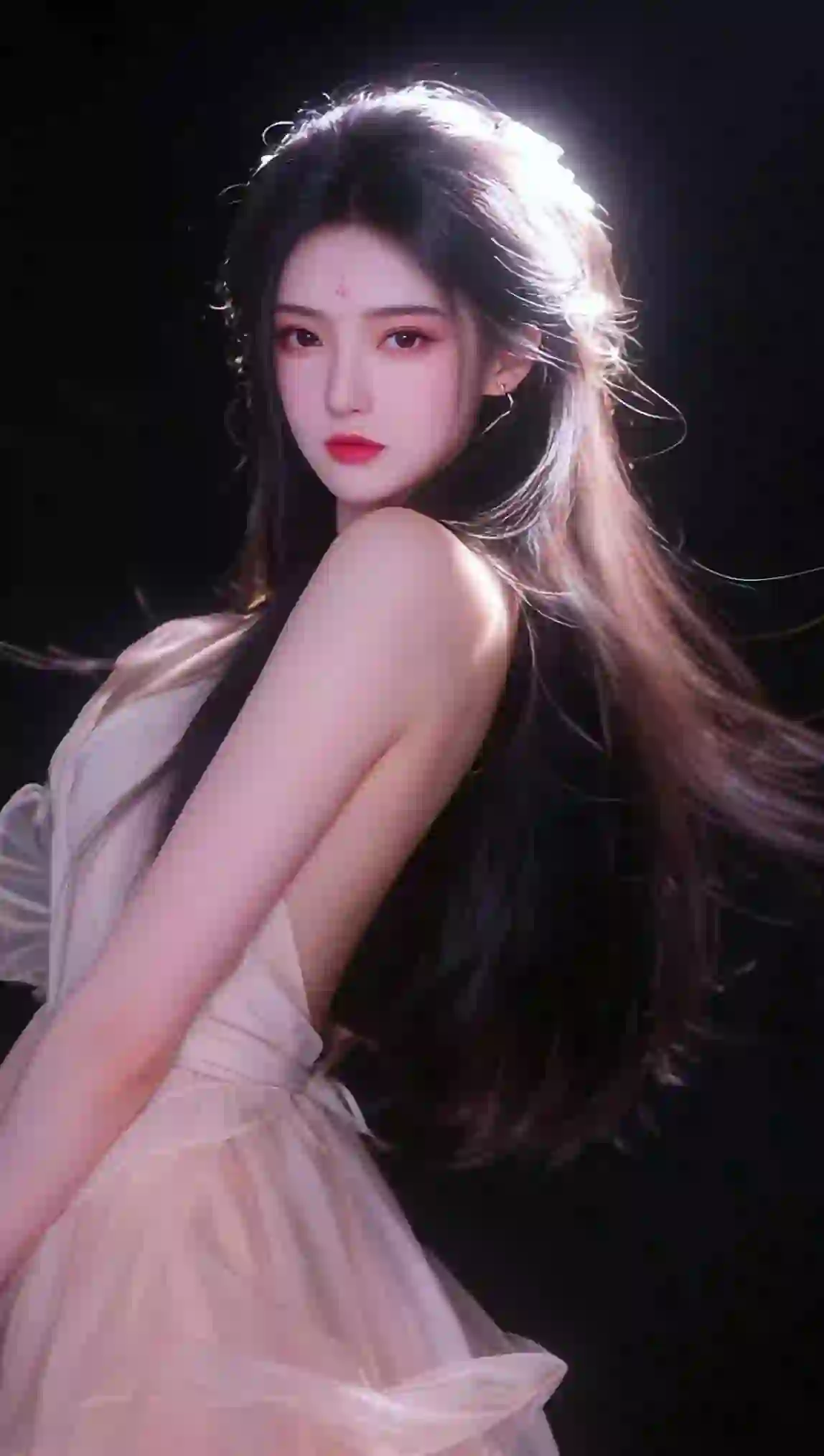 美女 长发美女 长发仙女 粉红色裙子 光影