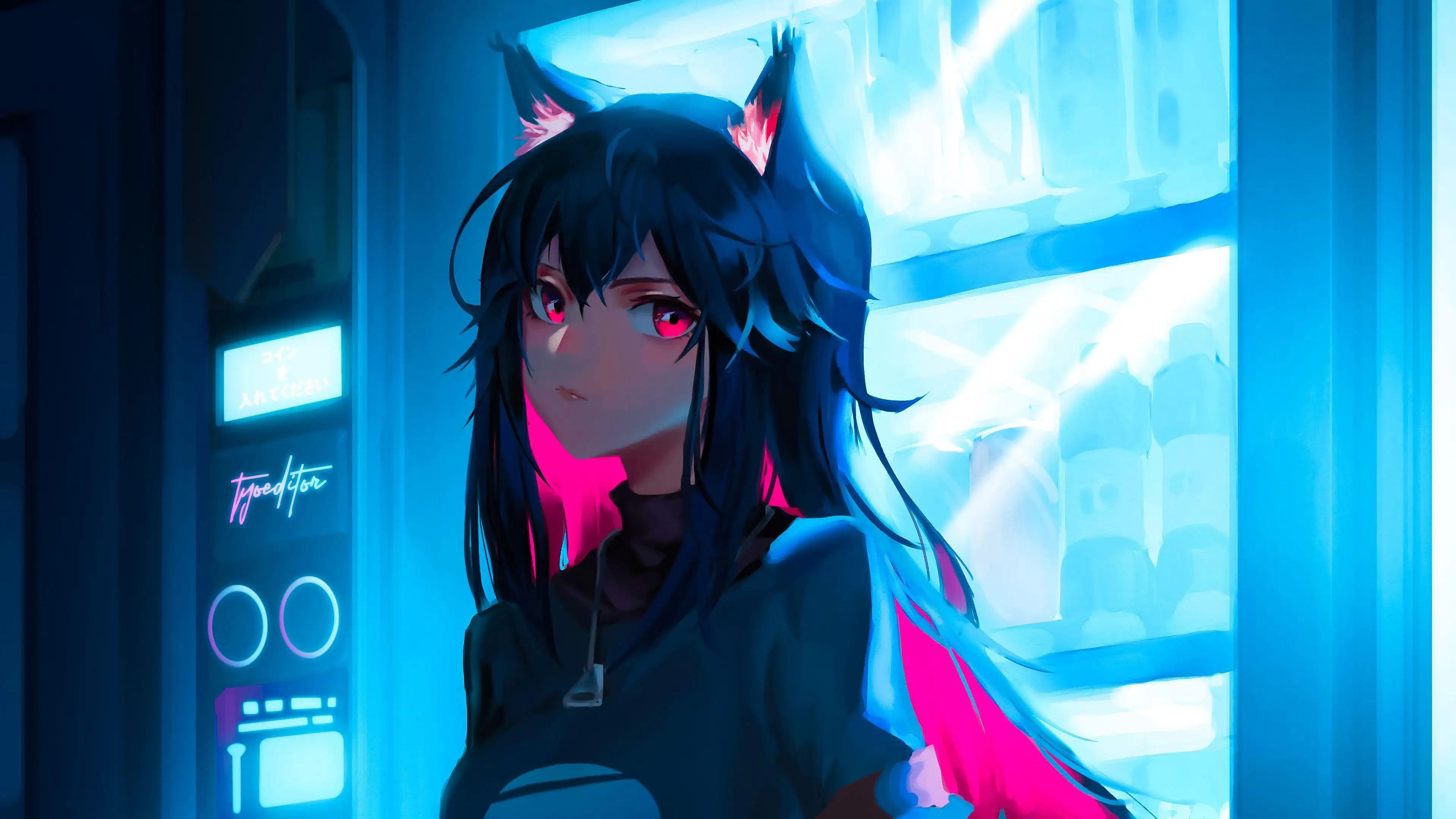猫耳女孩｜可爱｜wlop｜赛博朋克