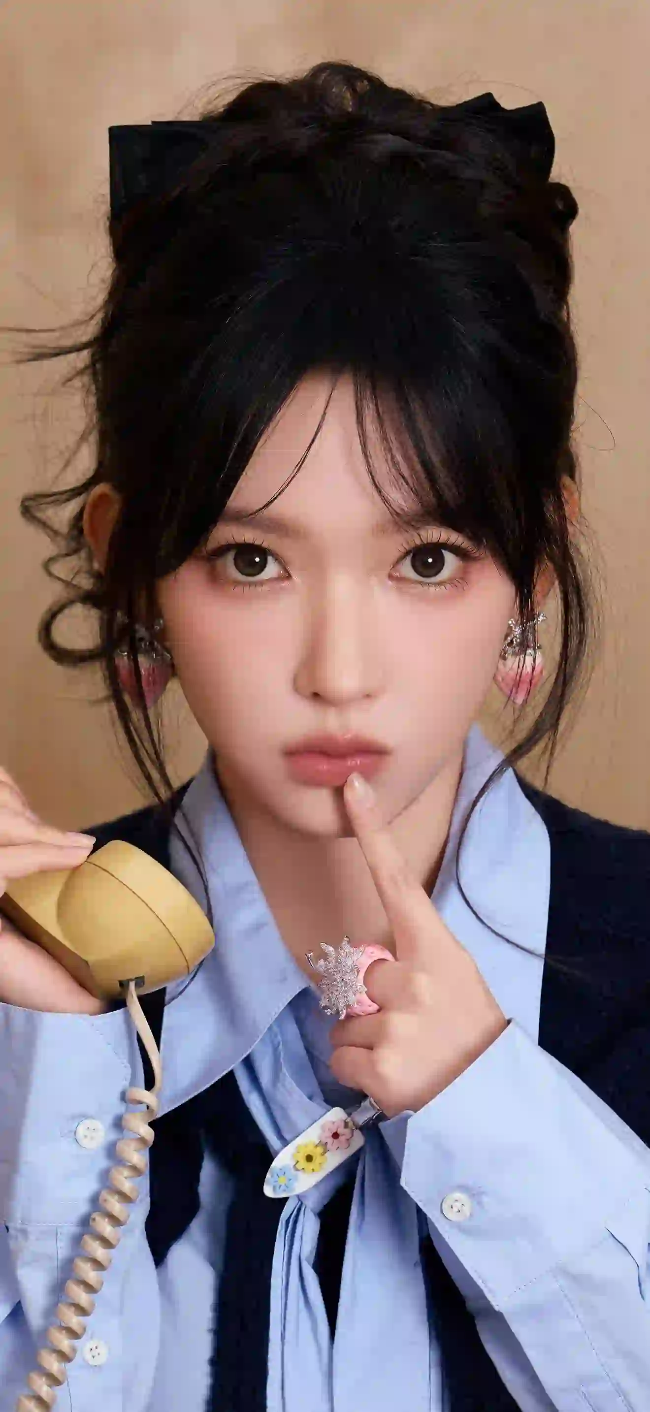 长发清纯美女 居家写真 长腿美女 蓝色衬衫