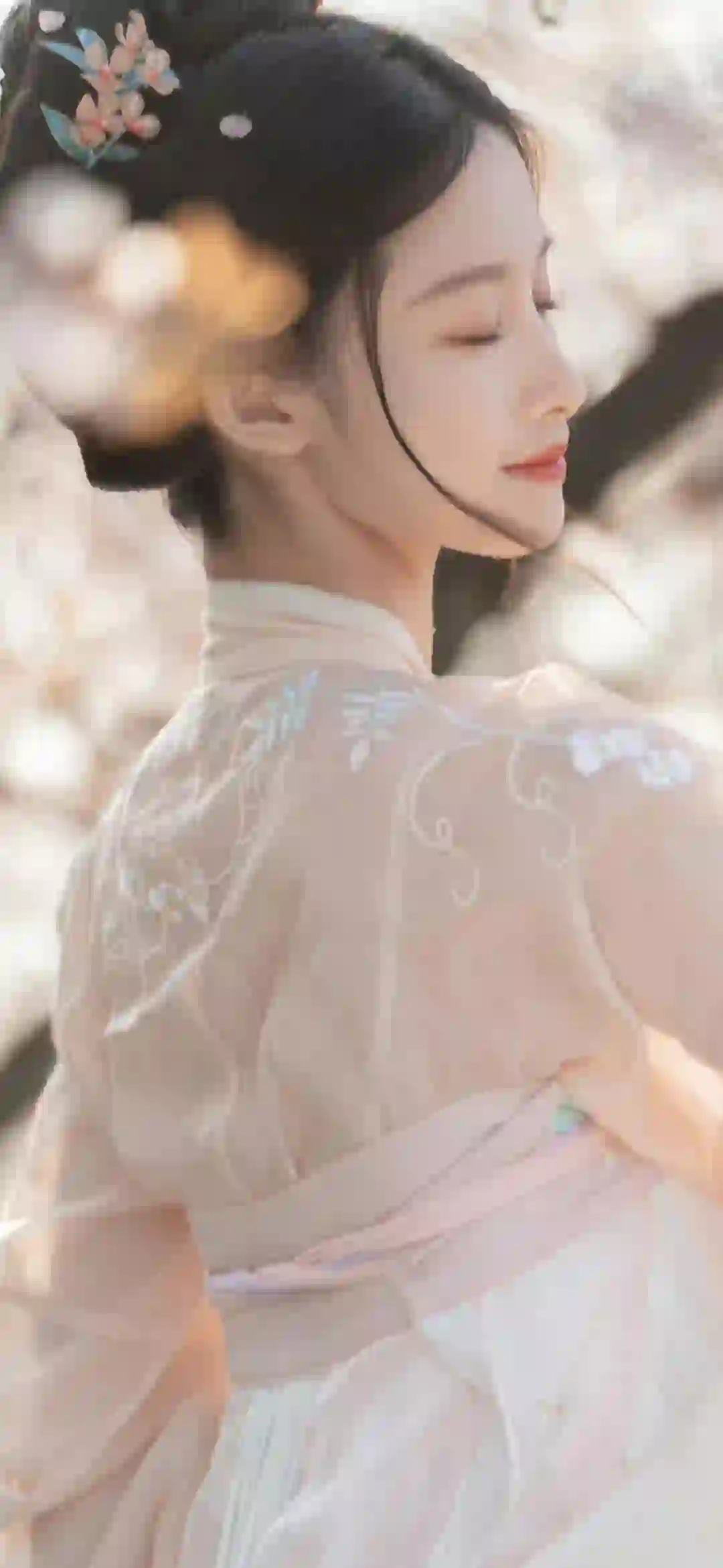 古风汉服女孩 长发美女 花 古风