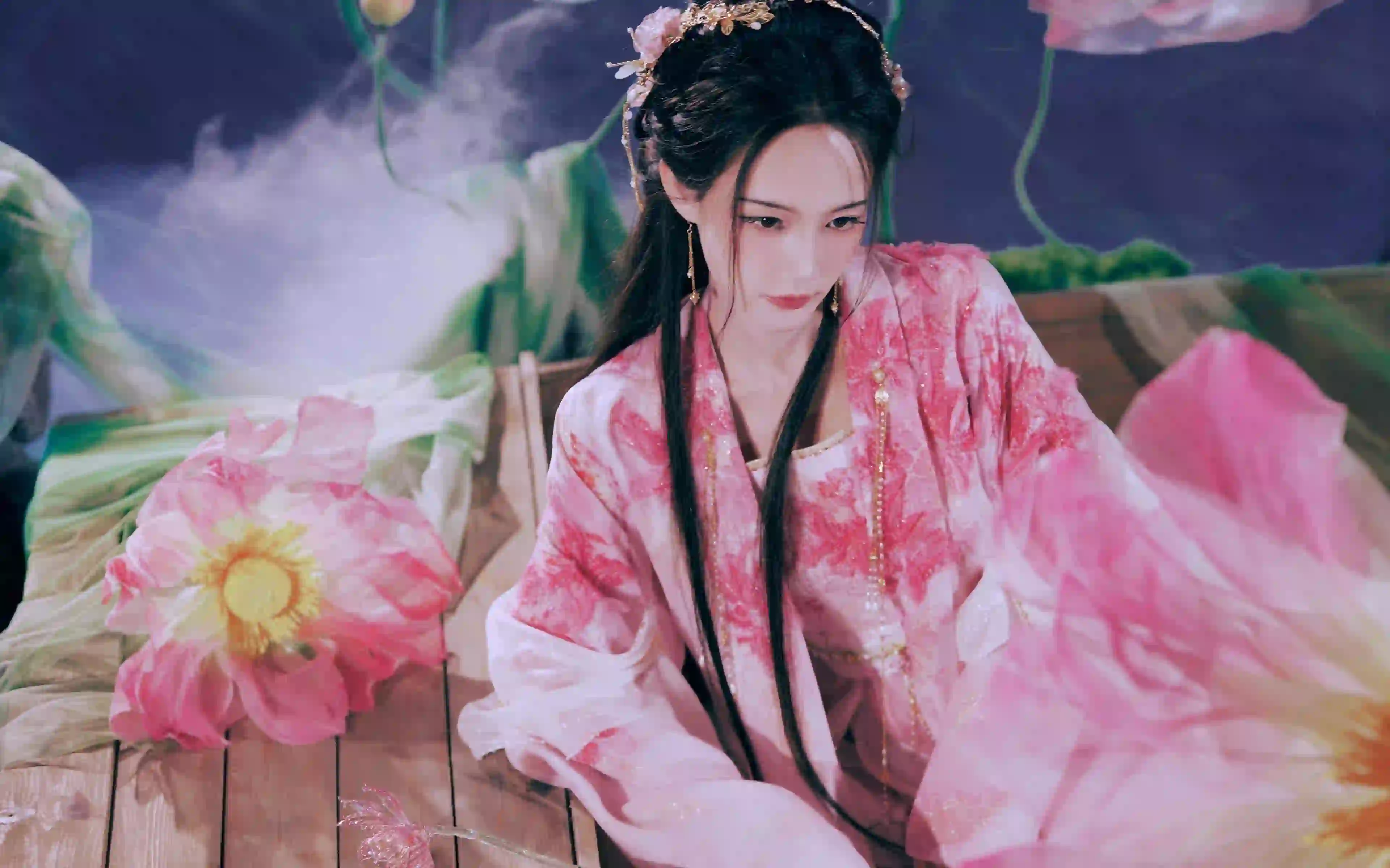 荷花 古风美女 长发古风美女 李一桐  2