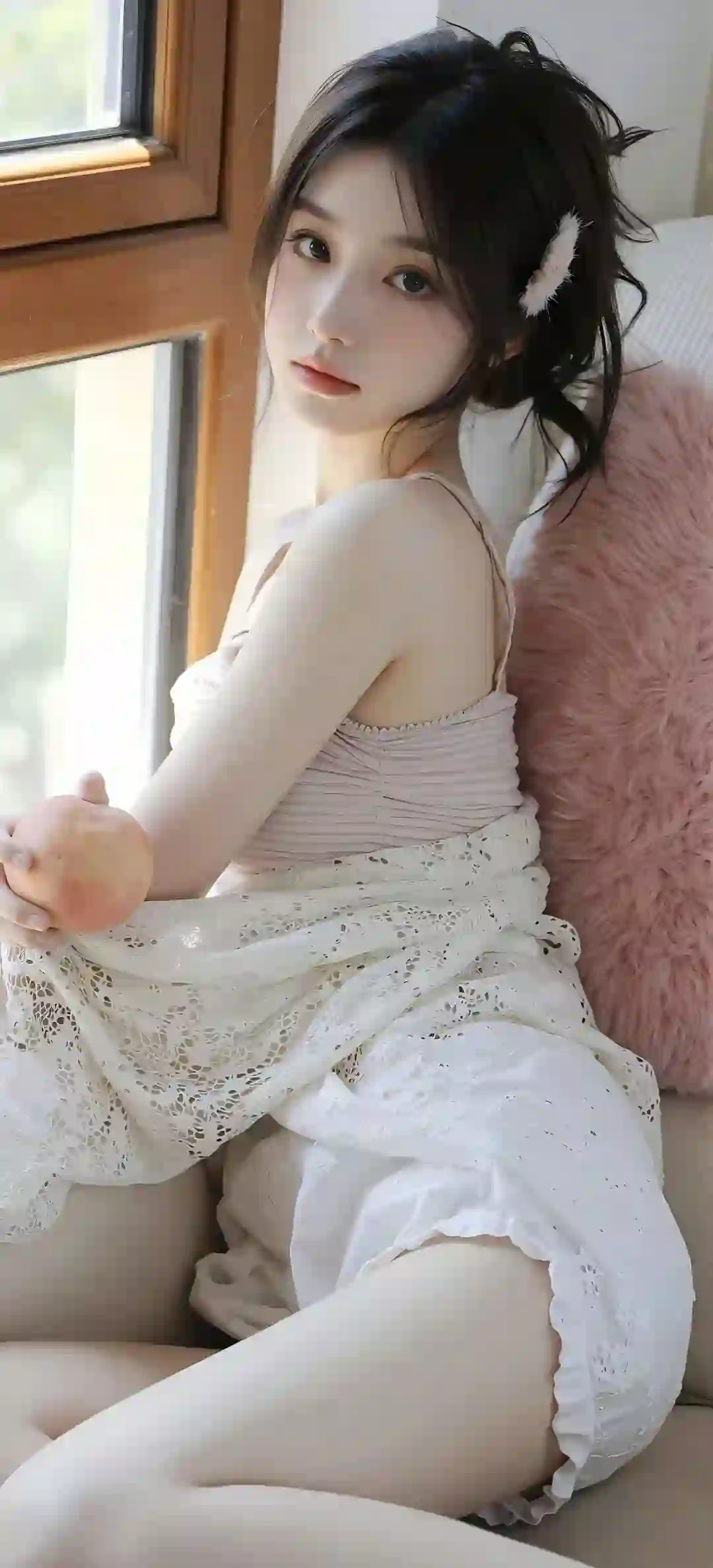 躺着沙发上的女孩 性感美女 长腿美女 居家