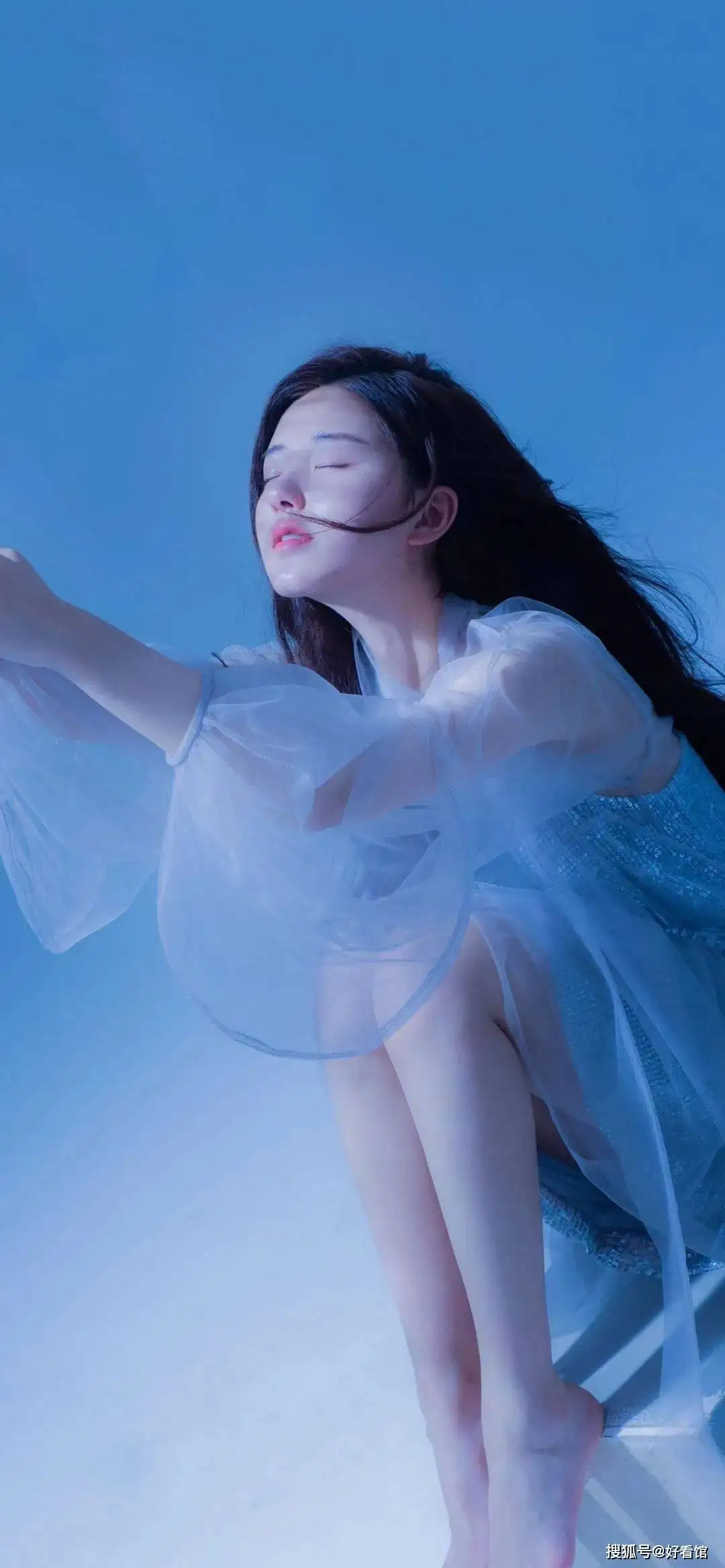 蓝色 长发 唯美 长腿 美女