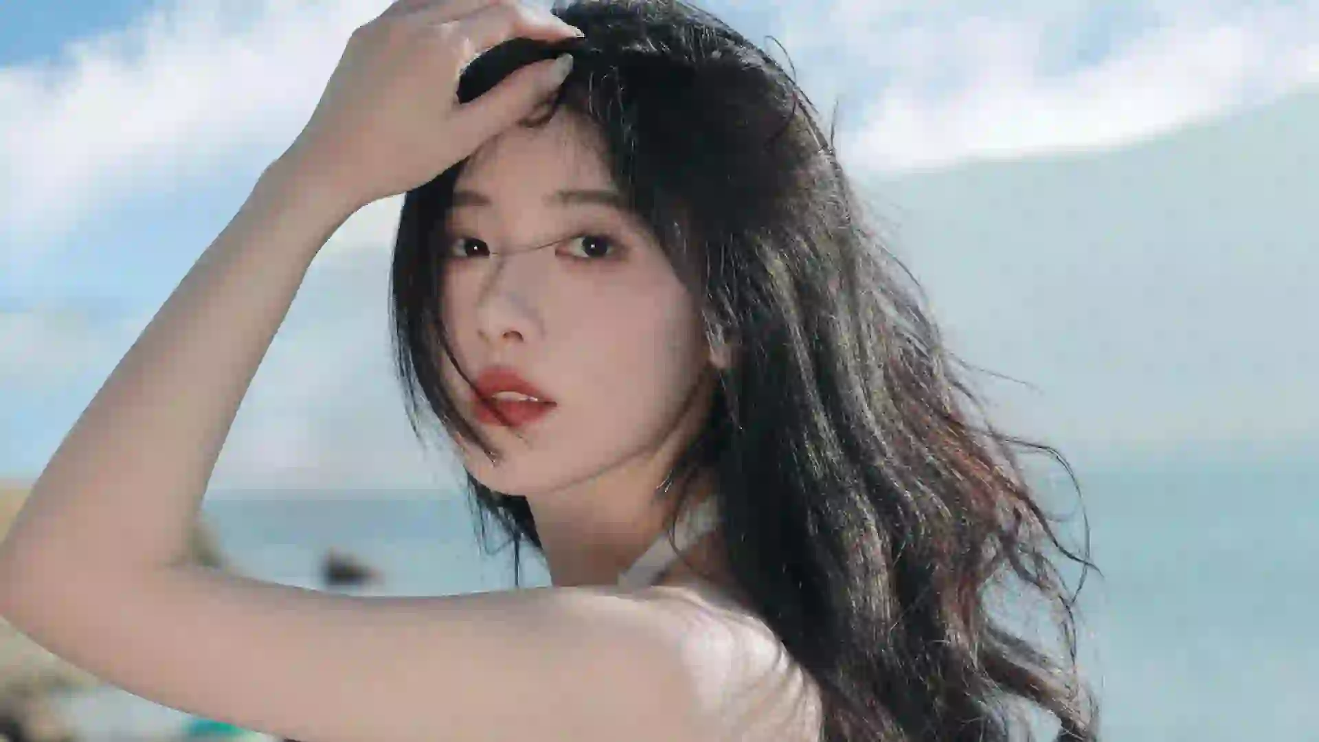 长发美女 户外写真