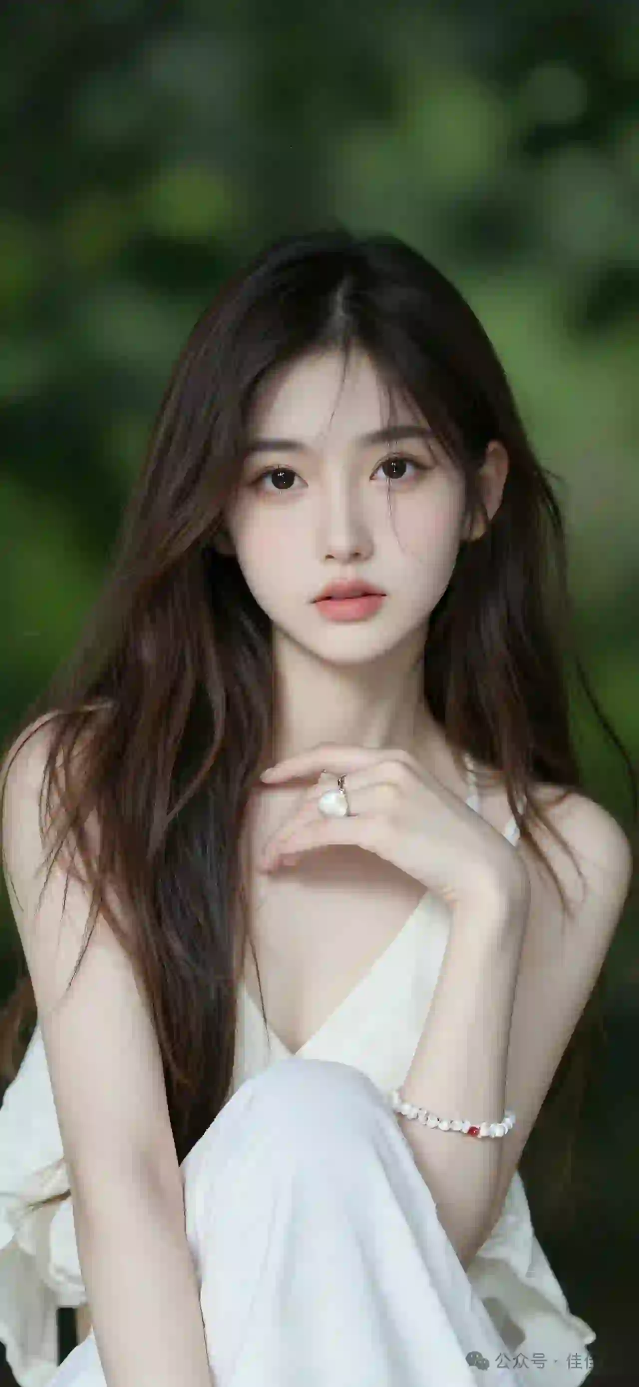 可爱清纯美女 白色长裙美女 户外 写真 小清新
