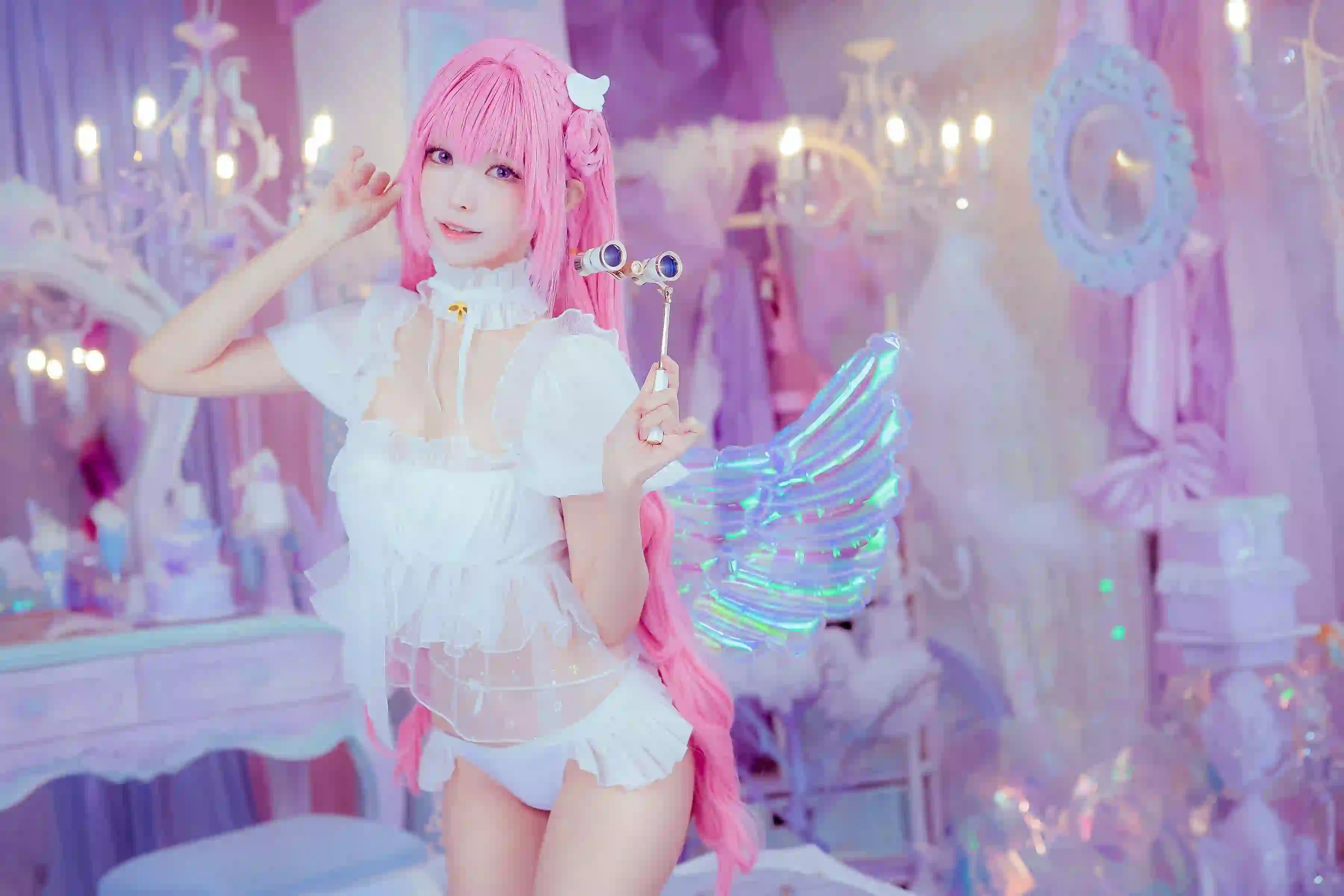 粉红色头发 coser 白色衣服 长腿美女 性感美女