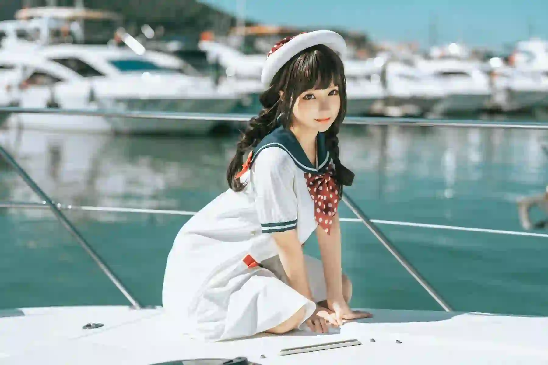 双马尾 水手服 白色衣服 夏日 可爱