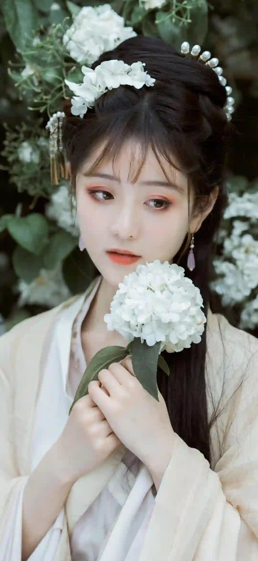 黛玉 白色花 古风美女 汉服