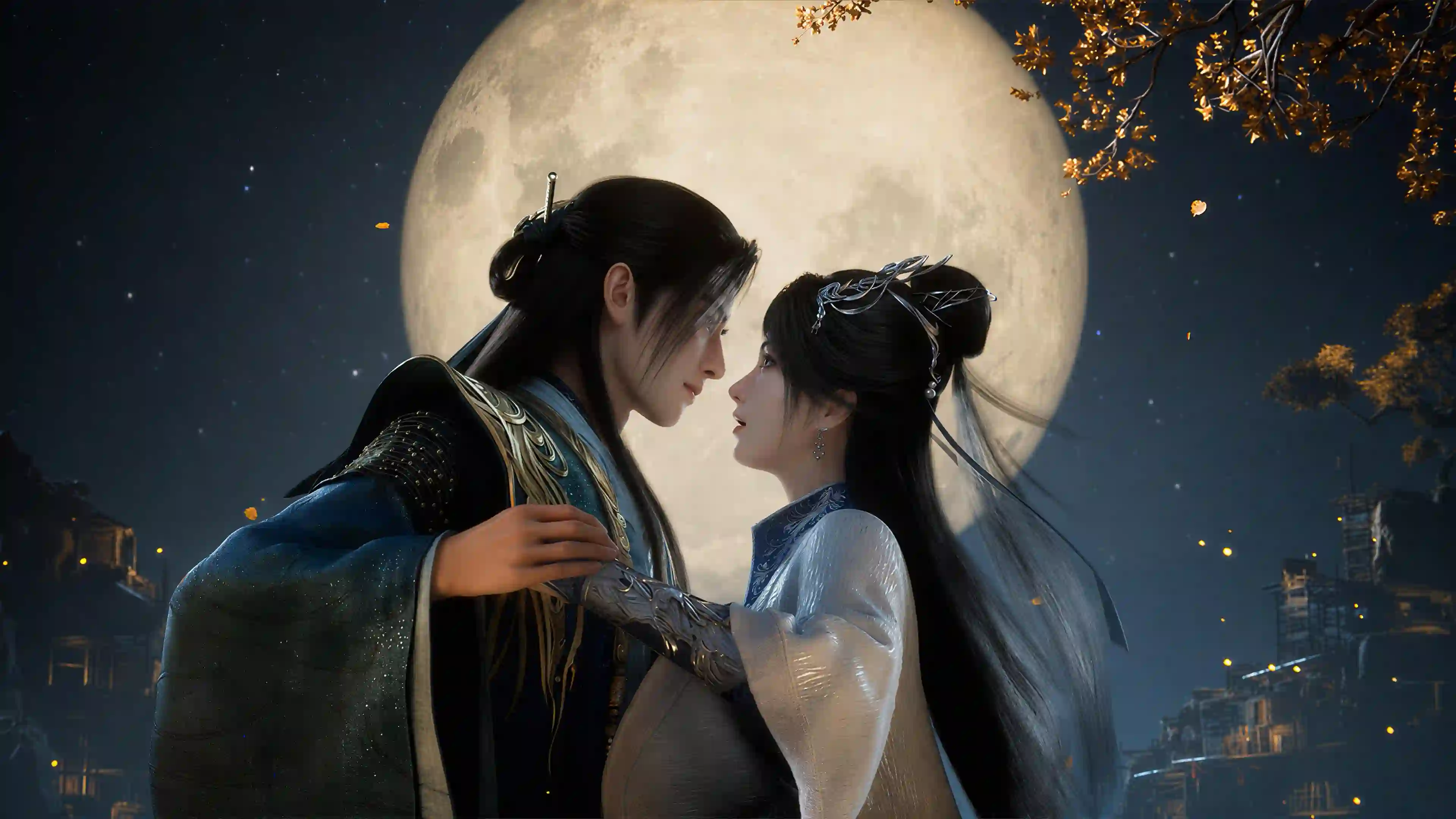 韩立南宫婉深情对视 凡人修仙传 月下舞蹈