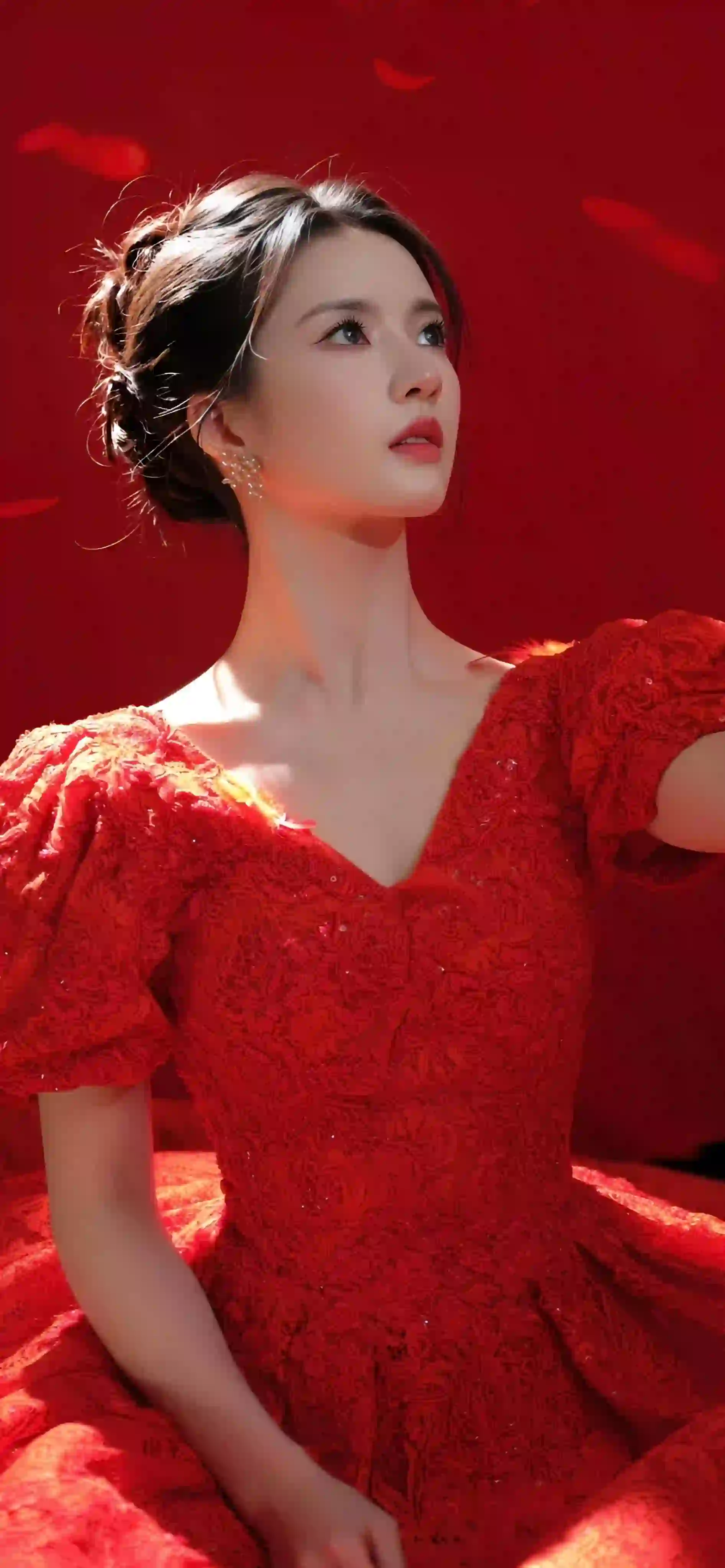 红色礼服 长发红裙美女 张婧仪 红色长裙