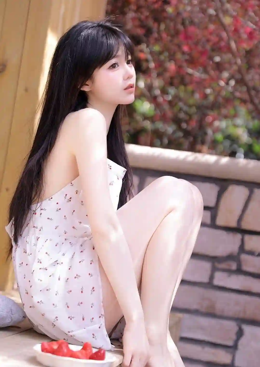 碎花裙女孩 可爱女孩 白色裙子 长发可爱美女 写真