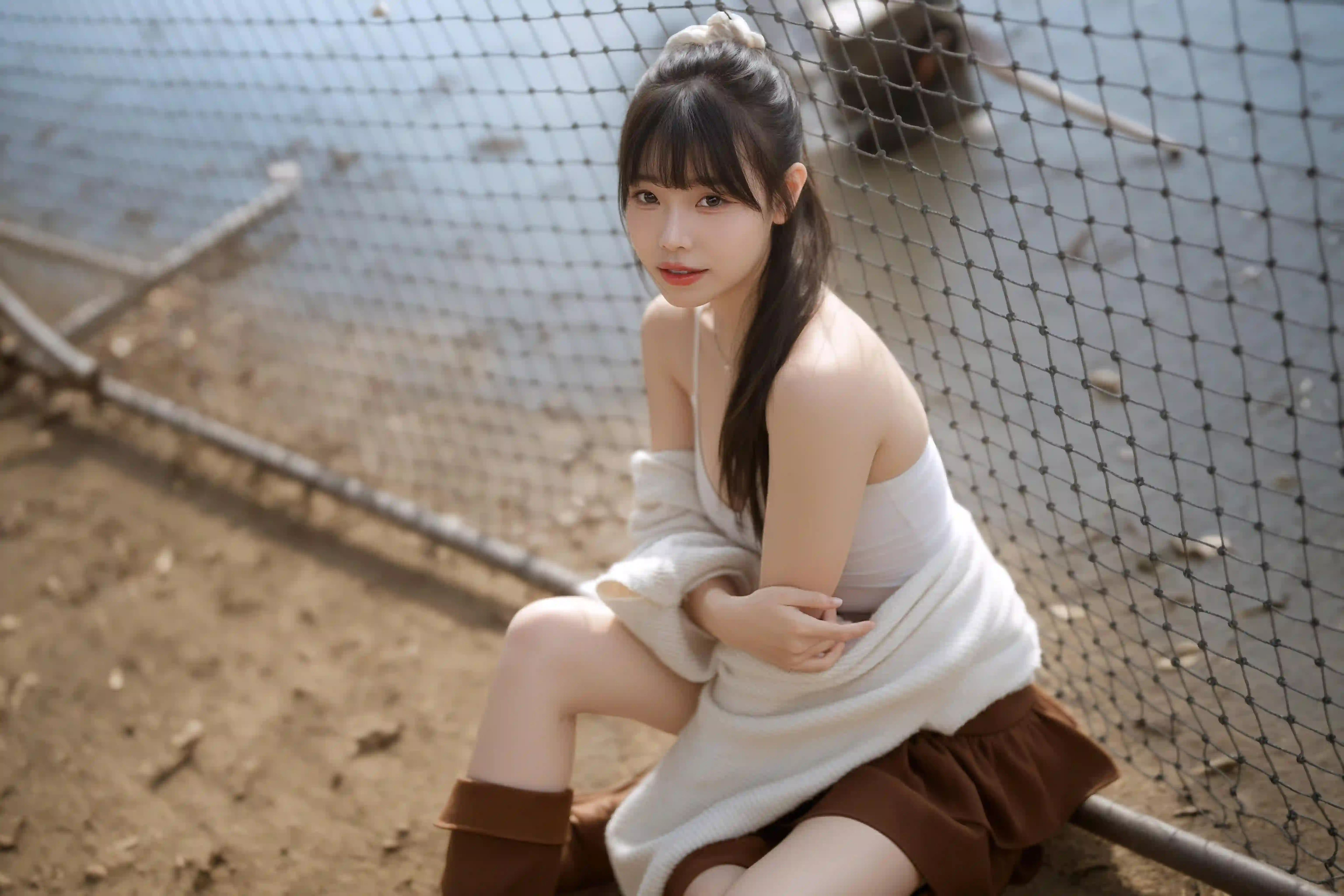 长发白裙女孩 户外写真 网