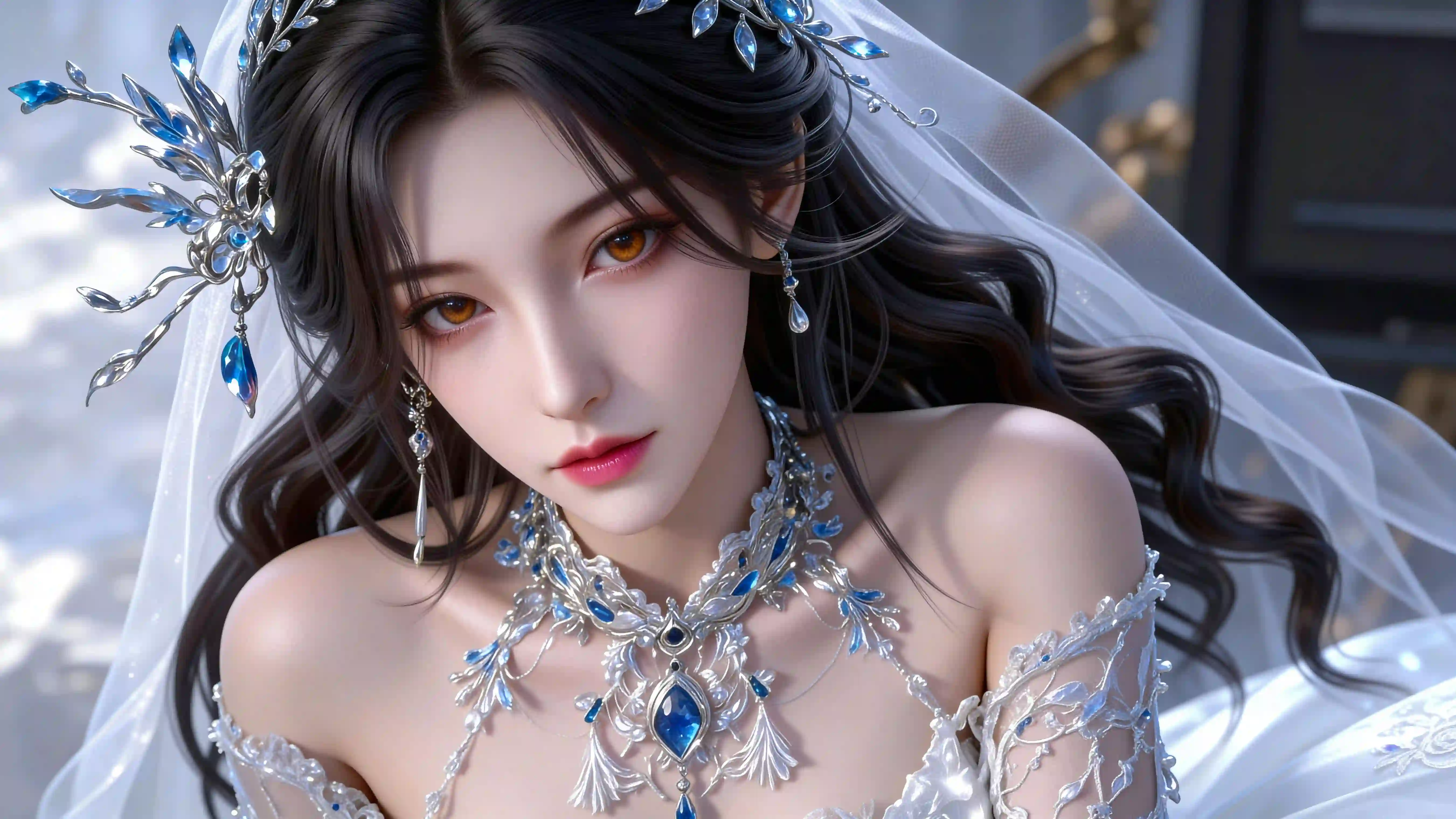 云深不知梦 云望舒 银蓝珠宝婚纱 唯美超