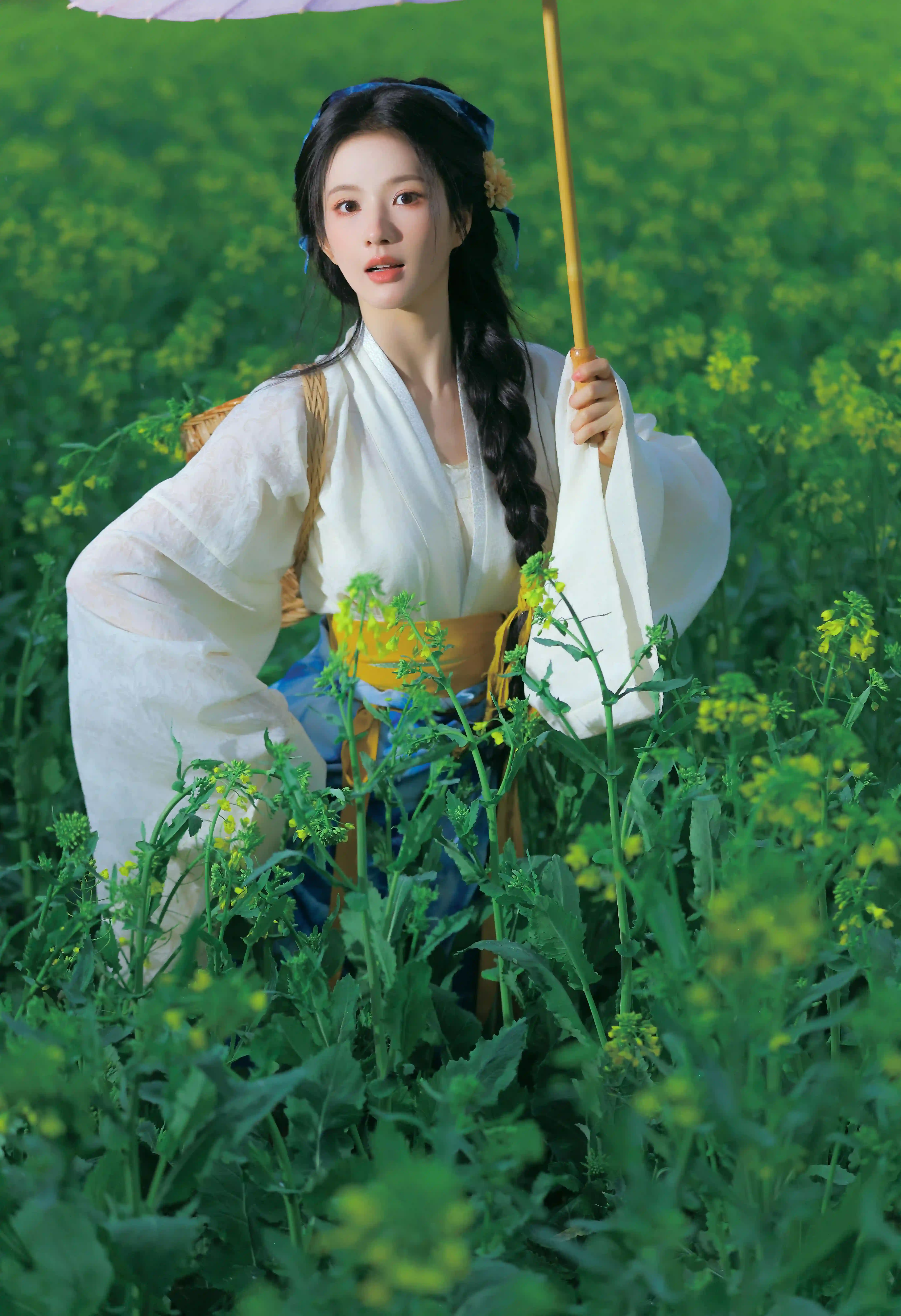 长发古风美女 田园风 刘些宁 可爱美女 田园 伞