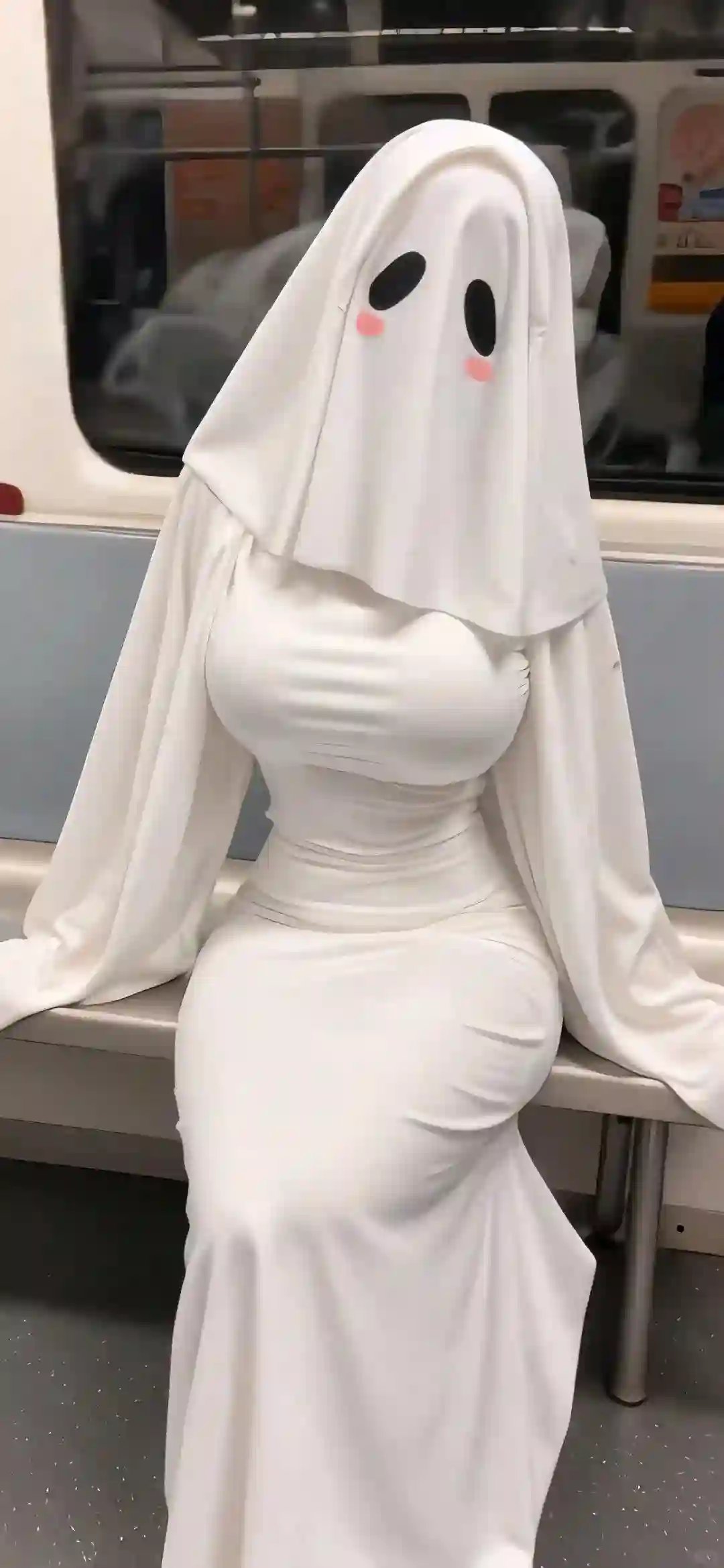 地铁上的白裙美女 幽灵娘 白裙女孩