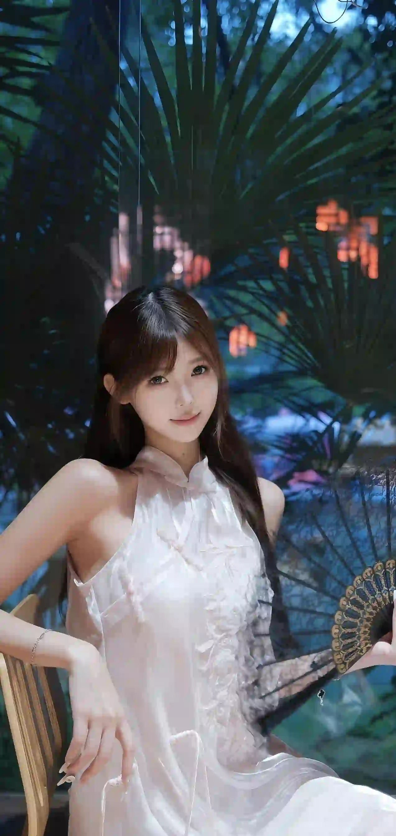 长发白裙美女 清纯美女  小清新