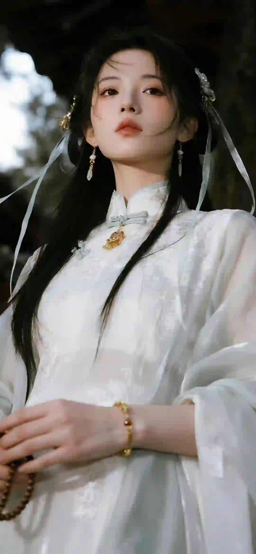 长发旗袍美女 古风美女 唯美