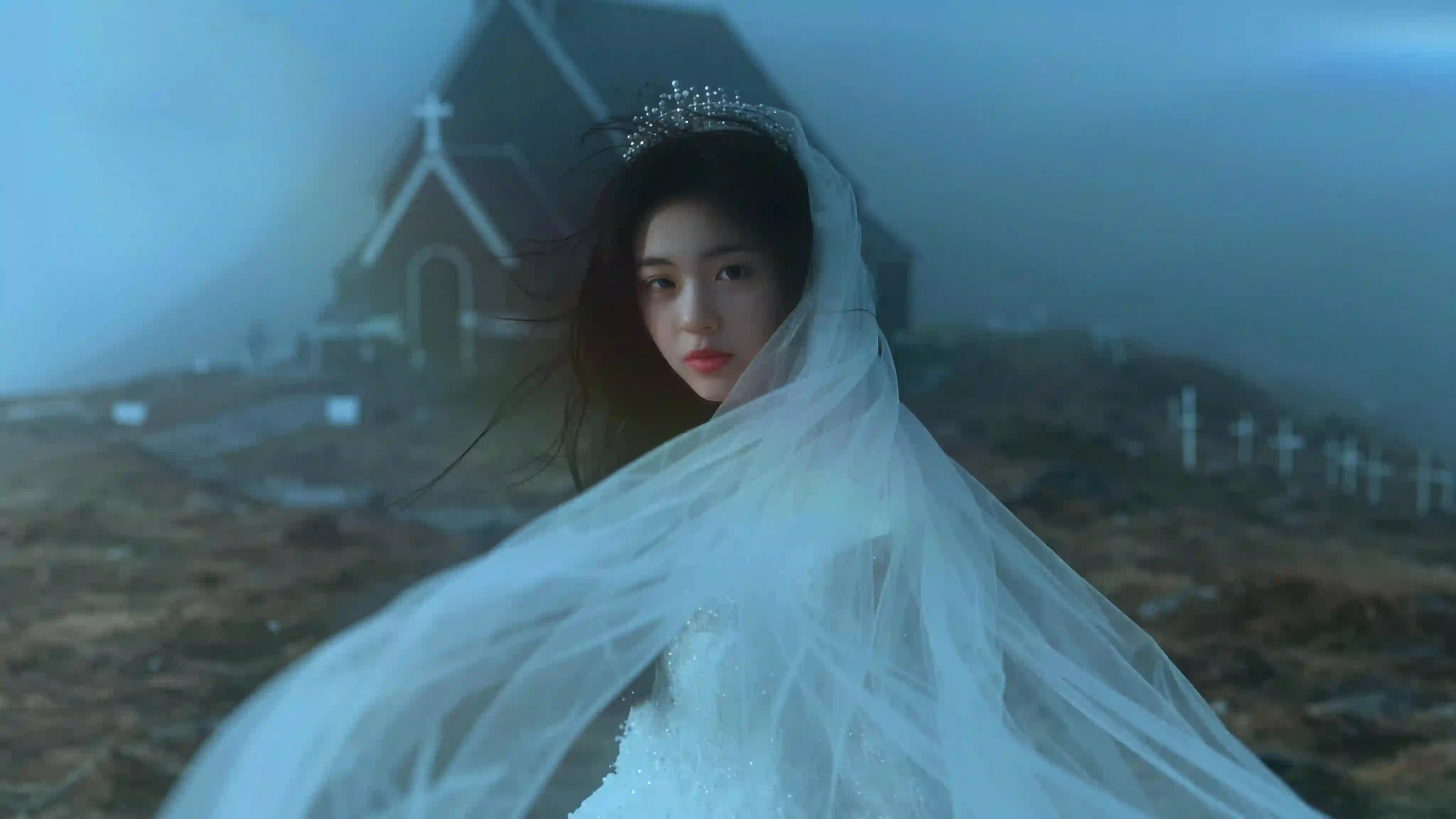 婚纱 新娘 雾景 教堂 人像摄影 唯美
