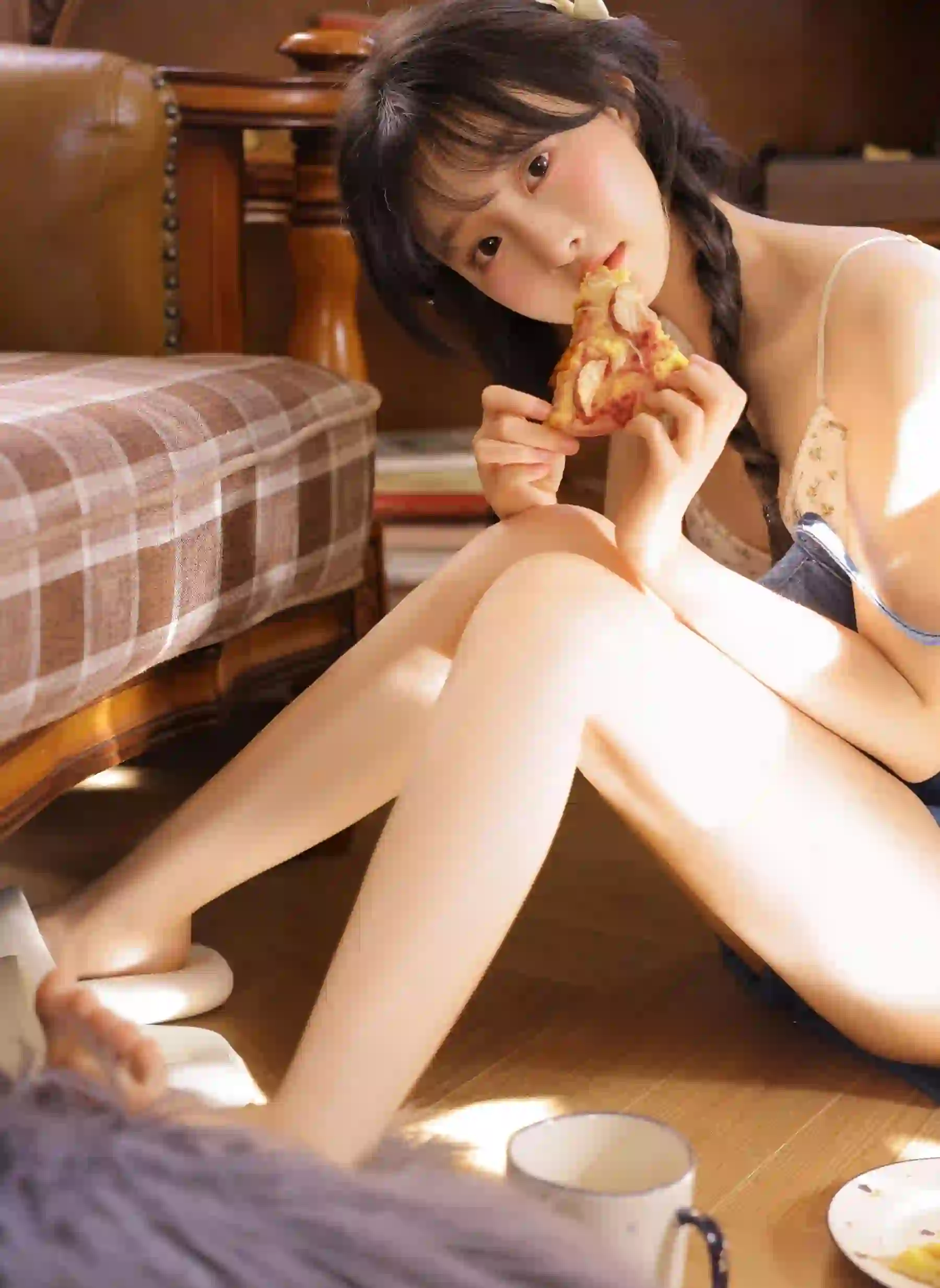 甜美女孩 双马尾女孩 牛仔穿搭 光影