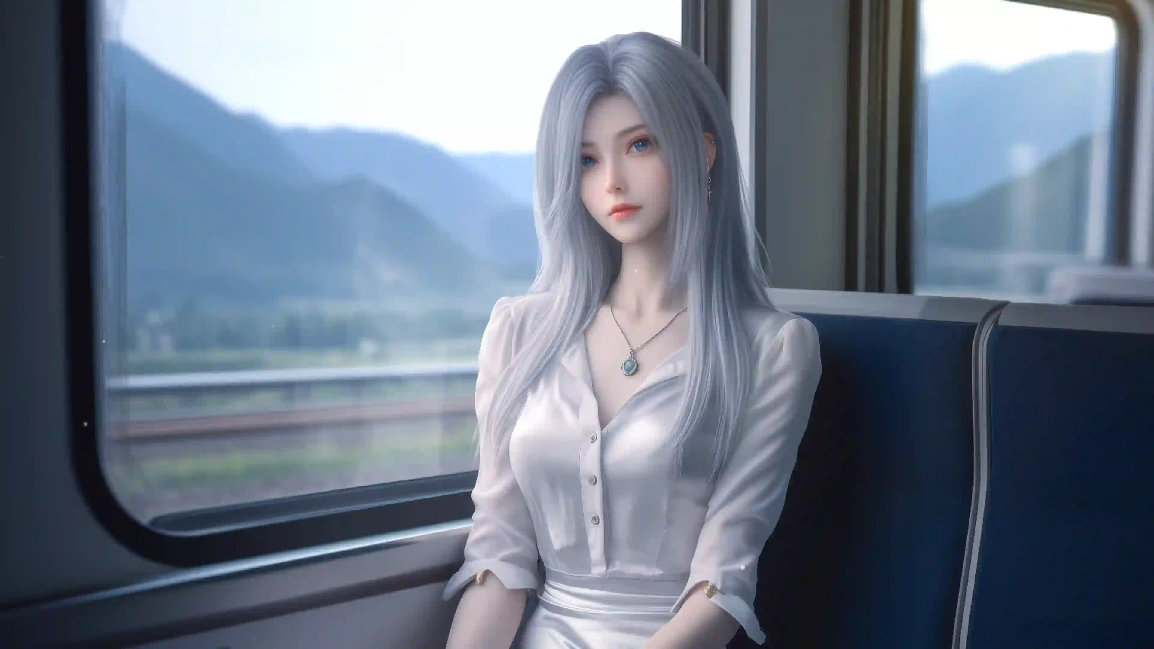 Ai 4k壁纸 长发美女 性感美女 优雅性感美女 户外场景 二次元美女